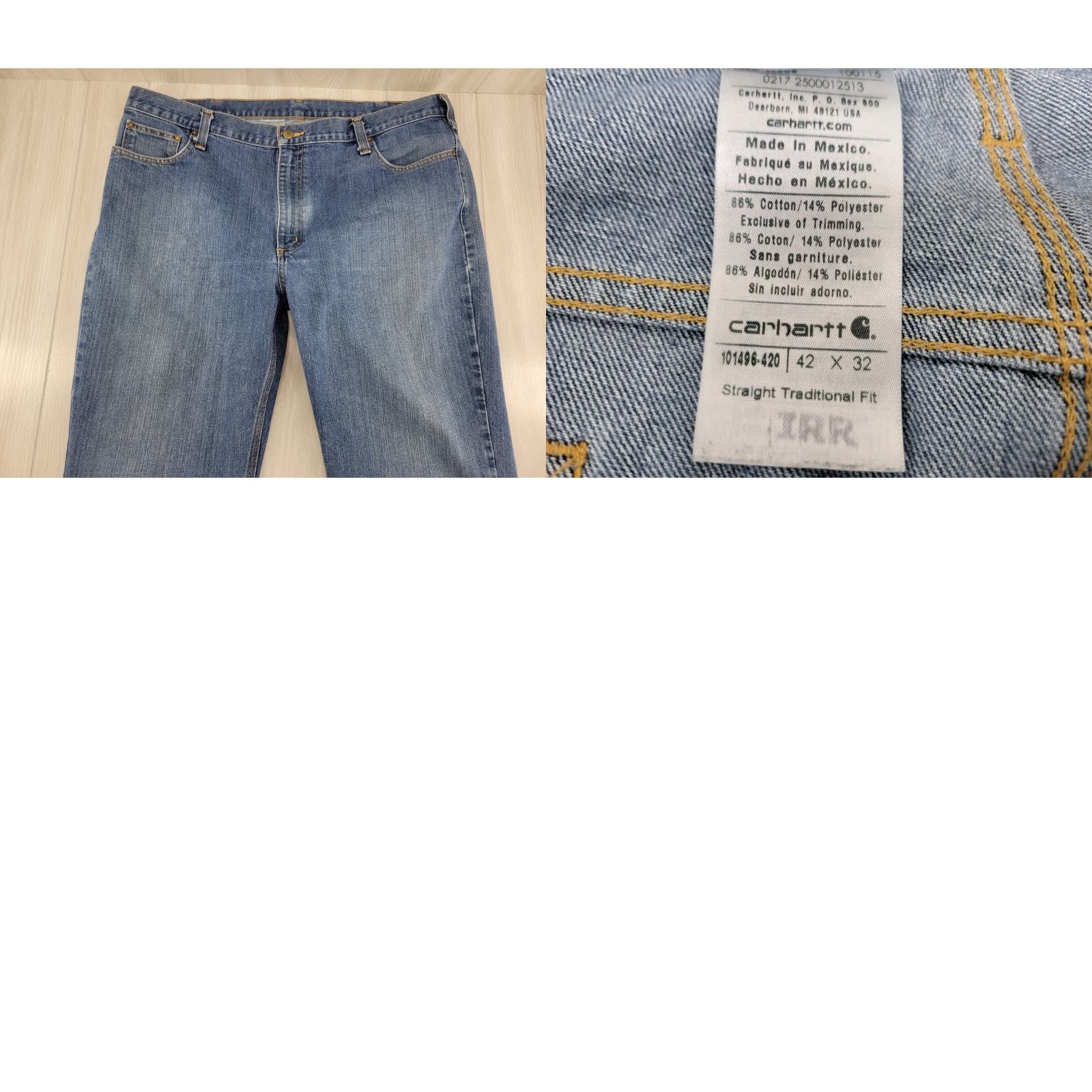 Carhartt VINTAGE Carhartt Jeans Men’s Regular 42x32 Blue Denim 5-Pocket Straight Belt Loops 101496 420 Distressed No Size US 42 / EU 58 - 8 Thumbnail