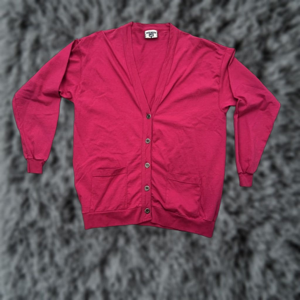 Lee VINTAGE Lee Cardigan Sweater Womens Large Pink Jersey Cotton USA 90s Size L / US 10 / IT 46 - 1 Thumbnail