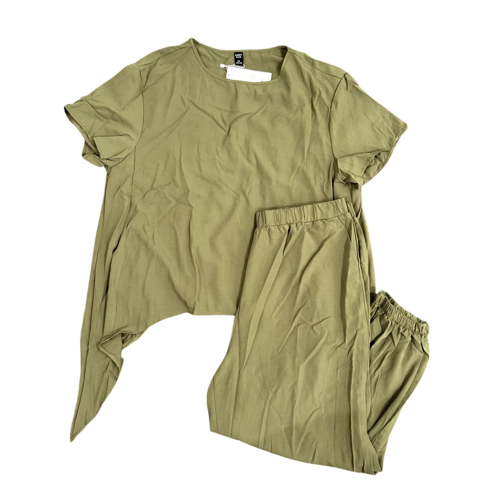 Shein Women's 2 Piece Set Tie Blouse & Elastic Waist Pants Size 42" / US 20 - 1 Thumbnail