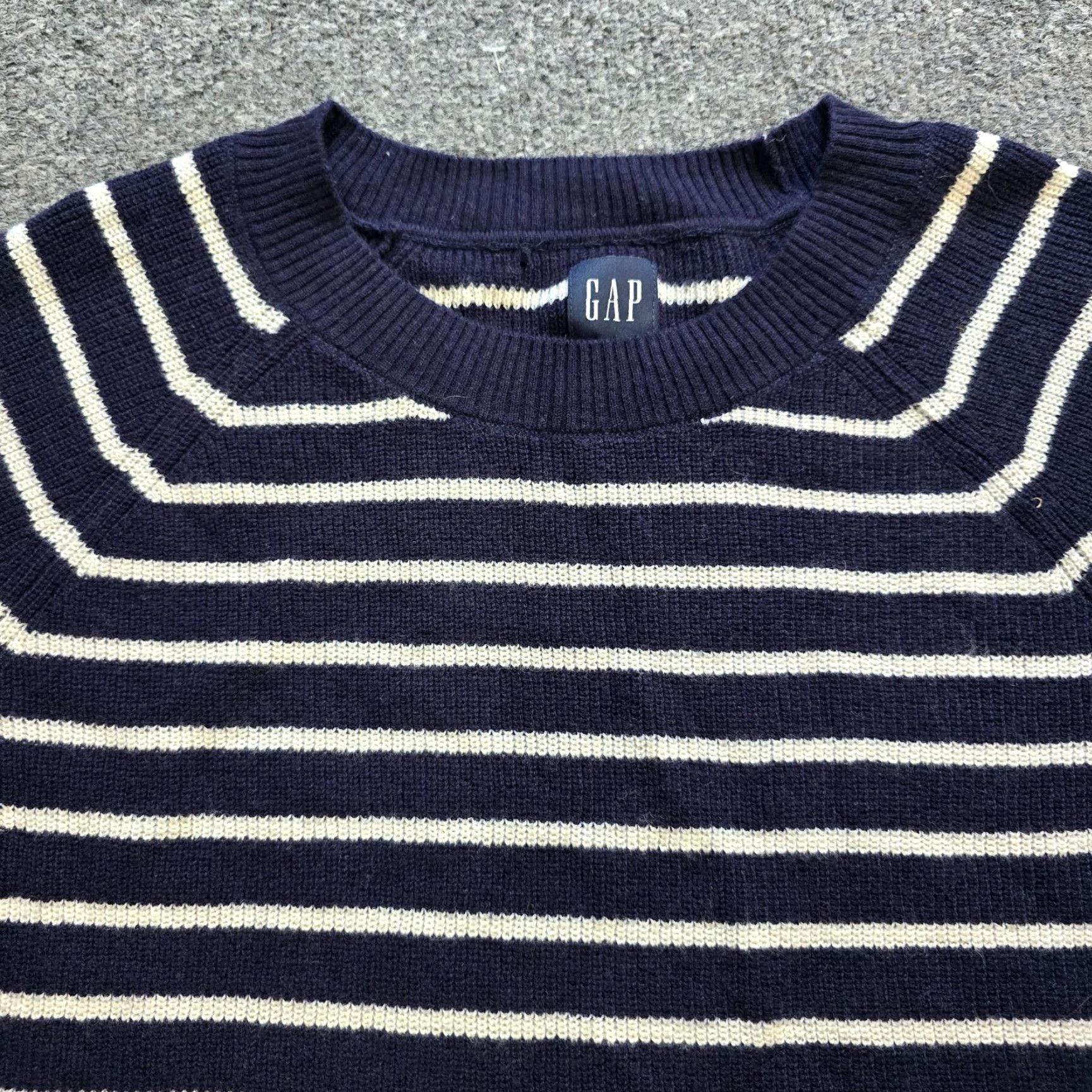 Gap VINTAGE? Gap Sweater Womens Small Blue White Striped Wool Blend Nautical Preppy Size S / US 4 / IT 40 - 2 Thumbnail