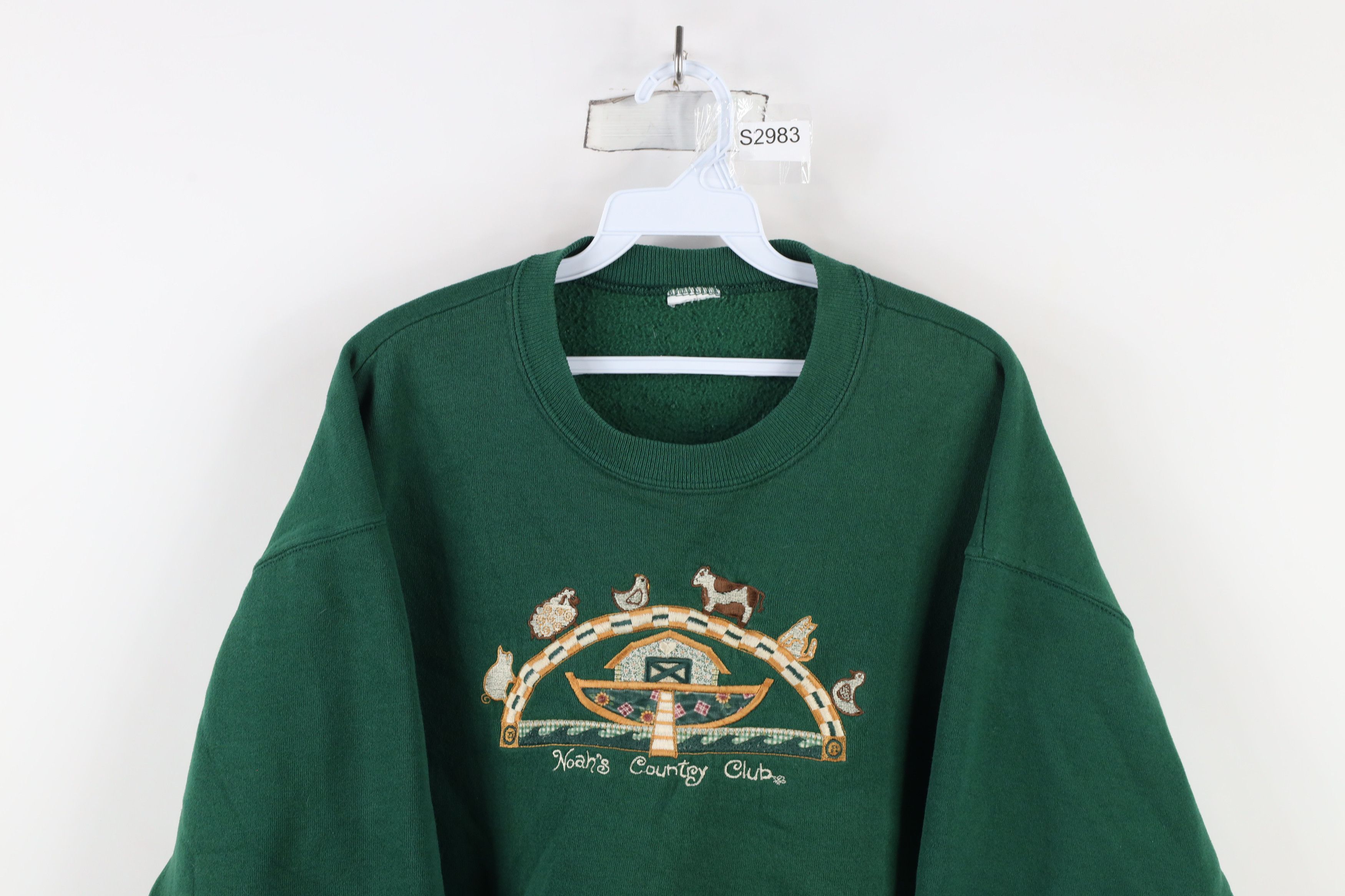 Vintage Vintage 90s Christian Noahs Ark Crewneck Sweatshirt Green Size XL / US 12-14 / IT 48-50 - 2 Thumbnail
