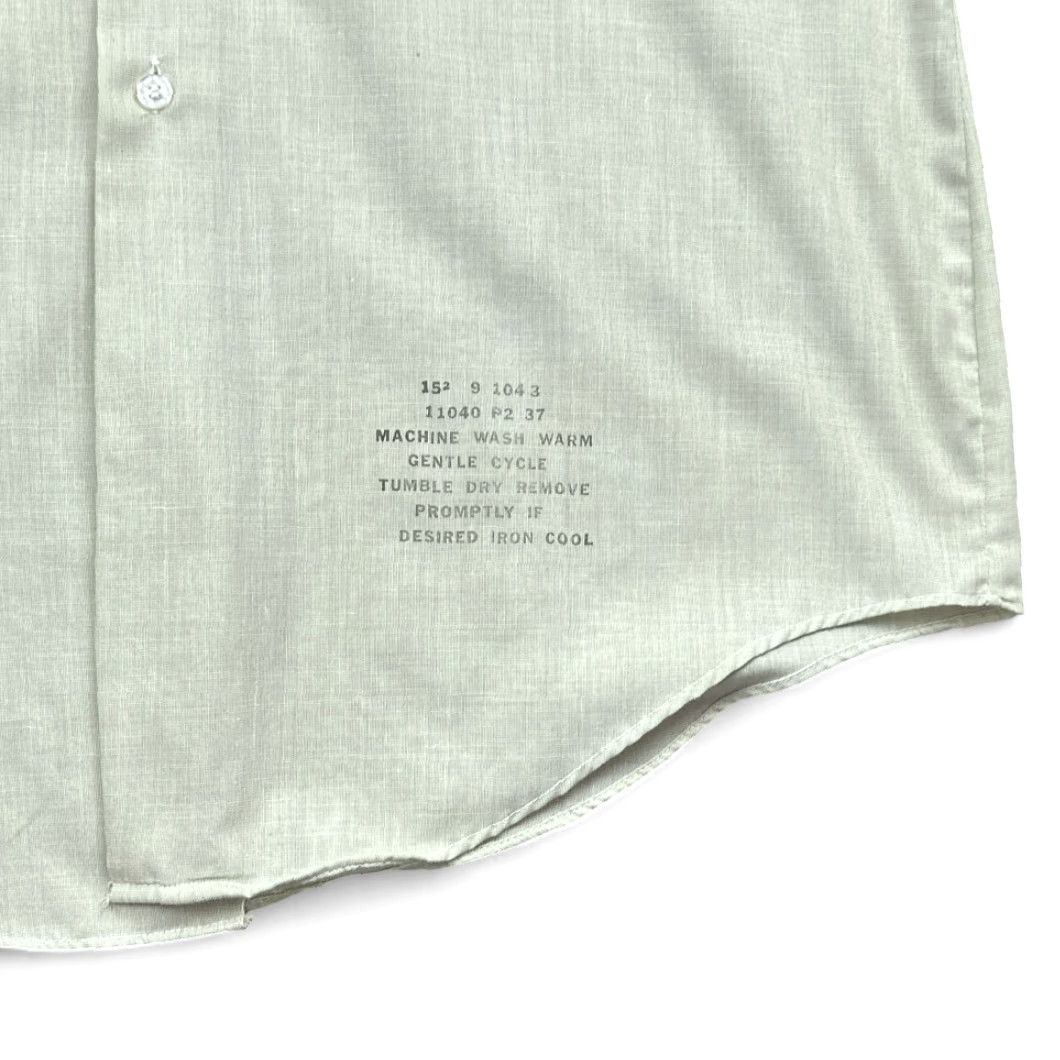 Van Heusen VINTAGE Van Heusen Dress Shirt Hampshire House Bradley 70s Green Adult Large Short Sleeve Button-Up Front Chest Pocket Mens Size 42R - 6 Thumbnail
