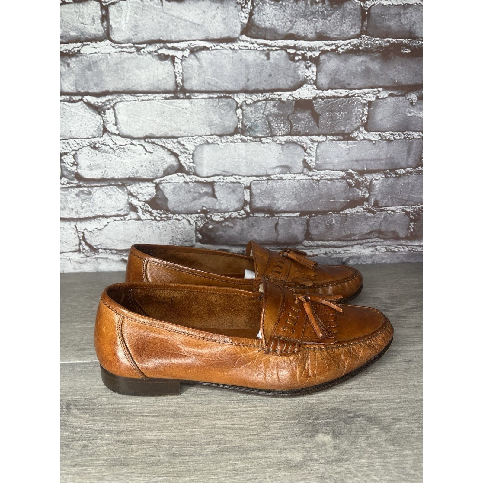 Hanover Hanover Brown Leather Kiltie Tassel VTG Loafers Dress Shoes Size US 10.5 / EU 43-44 - 19 Thumbnail