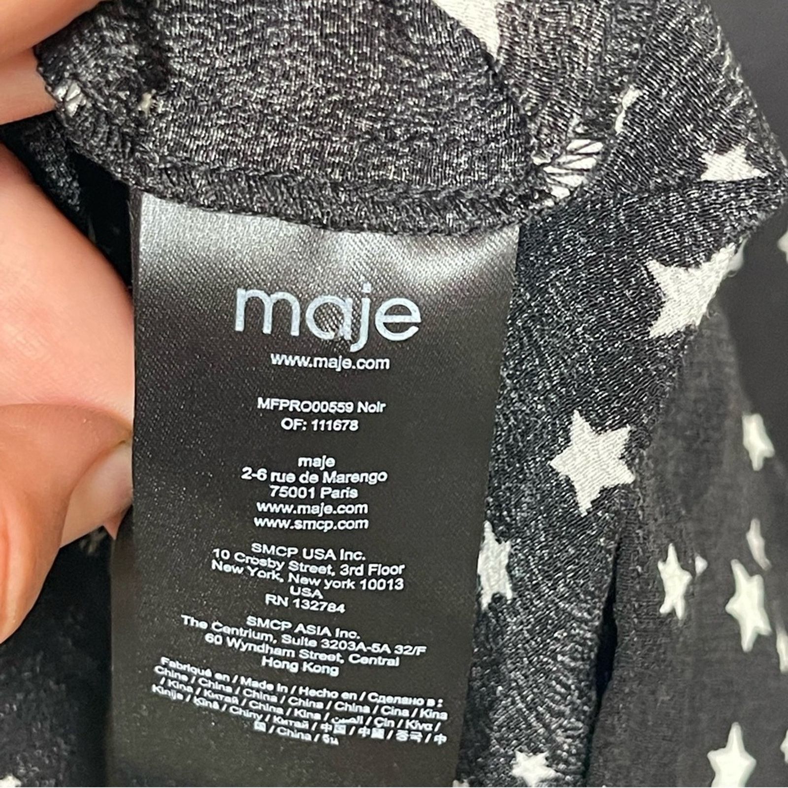 Maje Maje Retoile Star Print Black and White Midi Dress sz 1 US S Size S / US 4 / IT 40 - 9 Thumbnail