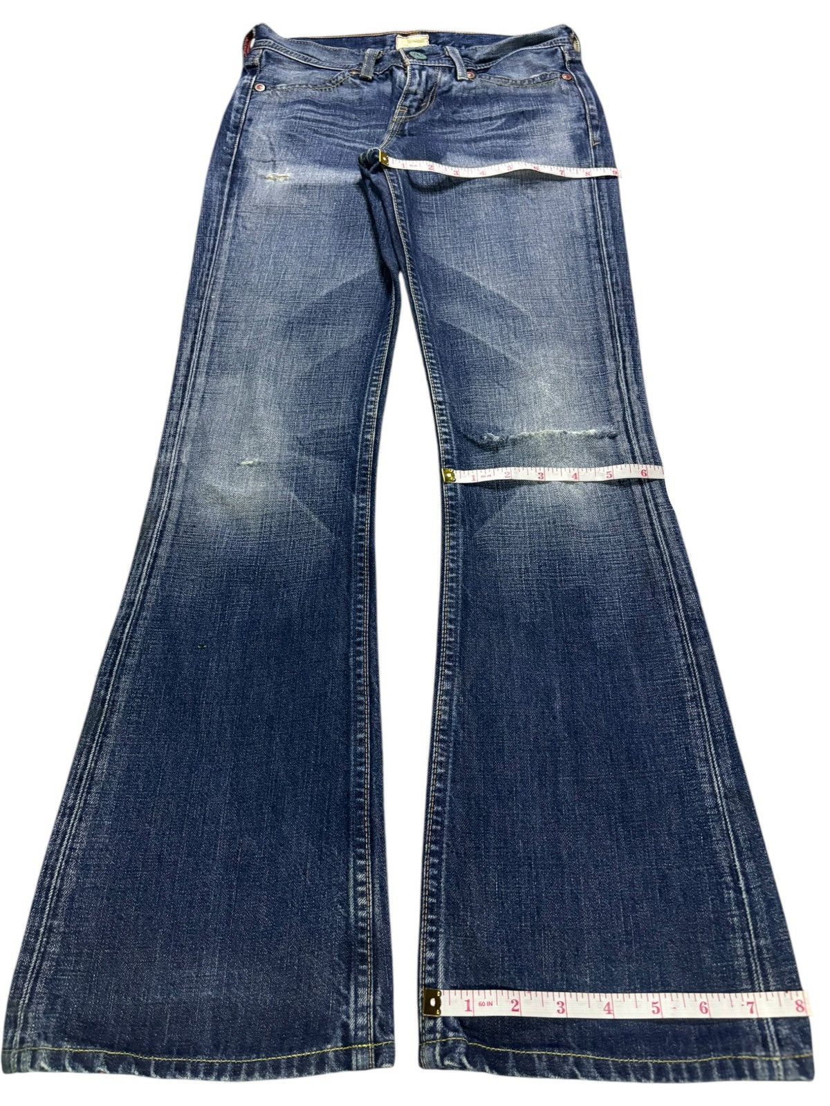 LVC × Levi's × Levi's Vintage Clothing Vintage Levis Reskoop Faded Wash Distressed Rip Flare Jeans Size 26" / US 2 / IT 38 - 14 Thumbnail