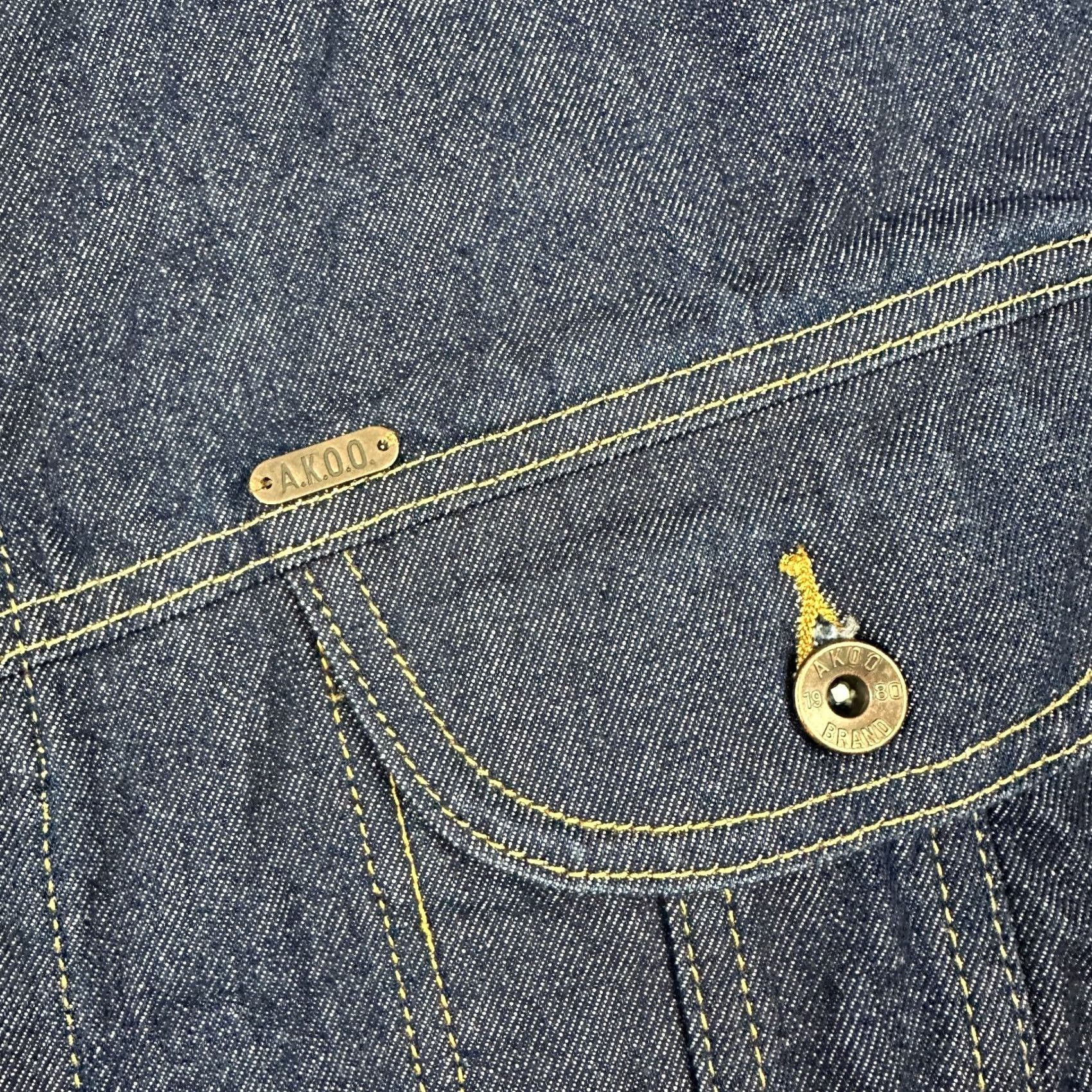 Vintage AKOO Jacket Men 4XL Blue Solid Denim Button Up Pockets Heavy Trucker XXXXL Size US XXL / EU 58 / 5 - 4 Thumbnail
