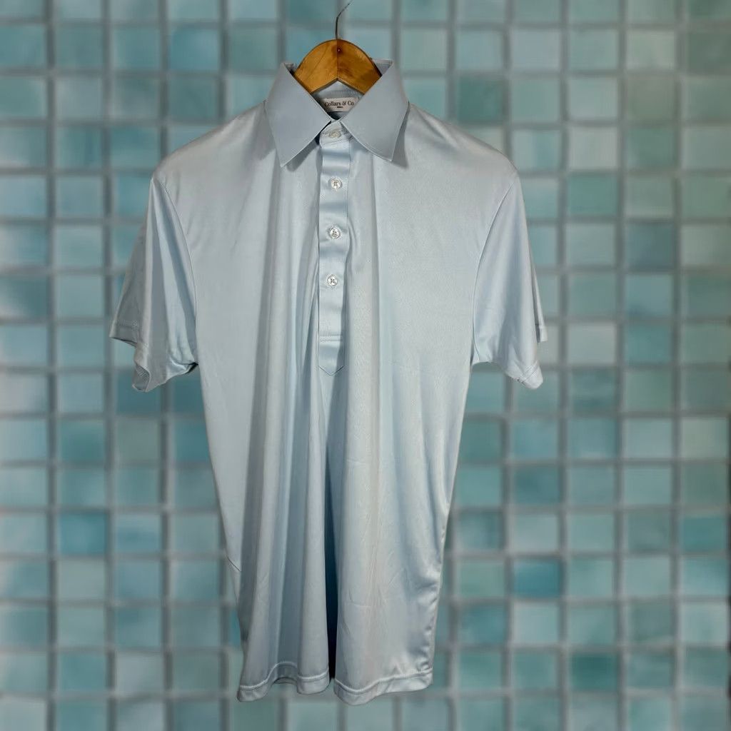 CO Collars & Co Polo Shirt Light Blue Short Sleeve Small Men Size 36R - 1 Thumbnail