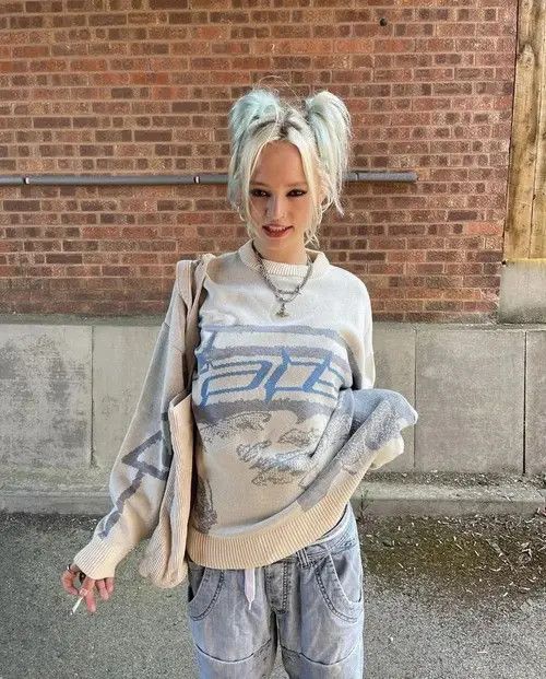 VIBE Oversized Graphic Knitted Sweatshirt Sweater Pullover Size US XL / EU 56 / 4 - 2 Thumbnail