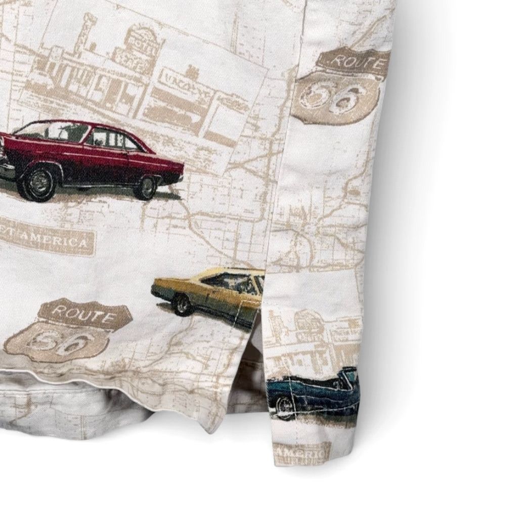 Route 66 VINTAGE Woodland Trail Car Shirt Adult Large White Route 66 Maps Americana Y2K 90s Cars USA Graphic Print Button-Up Short Sleeve Collared Size US L / EU 52-54 / 3 - 5 Thumbnail