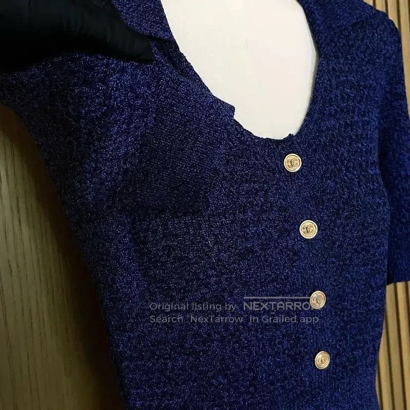 Chanel Chanel Summer Blue Silk Short Sleeve Top . Size S / US 4 / IT 40 - 4 Thumbnail