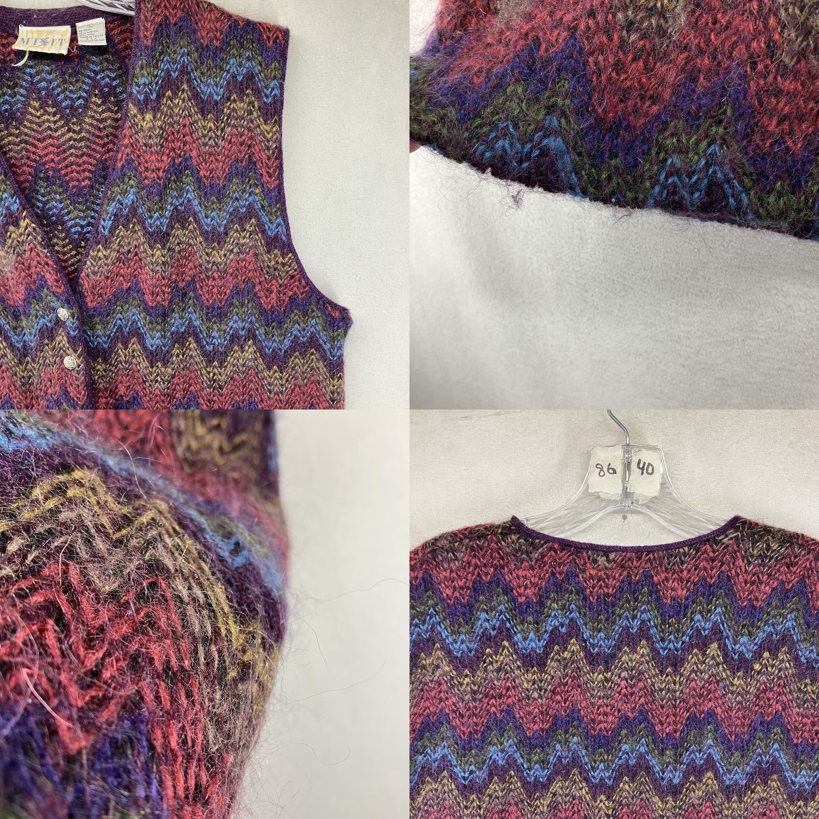 Vintage VINTAGE Women Sweater Vest Large Wool Blend Geometric Pattern Sleeveless Casual 80s Retro Gothic Bohemian Dark Academia Size L / US 10 / IT 46 - 8 Thumbnail