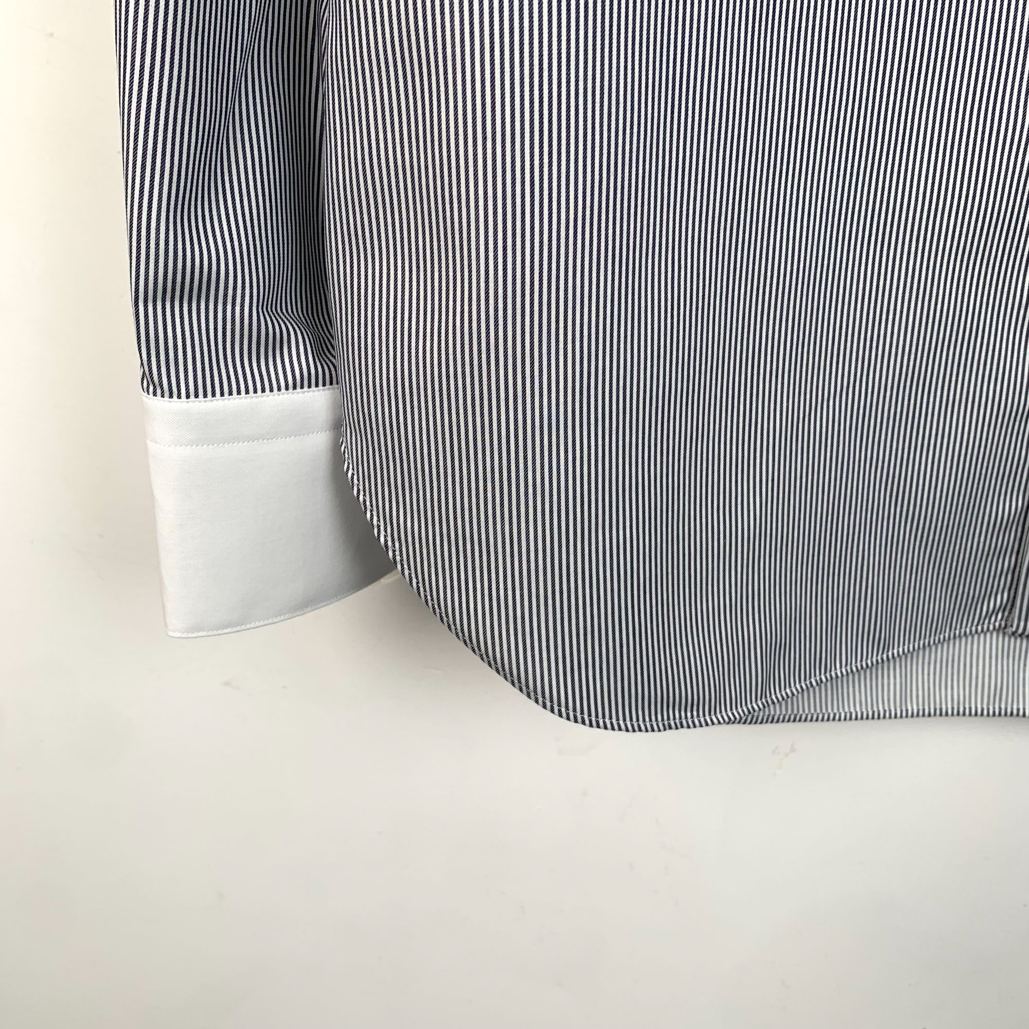 Fendi Fendi Mens Striped Blue Cotton Long Sleeve Shirt With Logo E Size S / US 4 / IT 40 - 6 Thumbnail