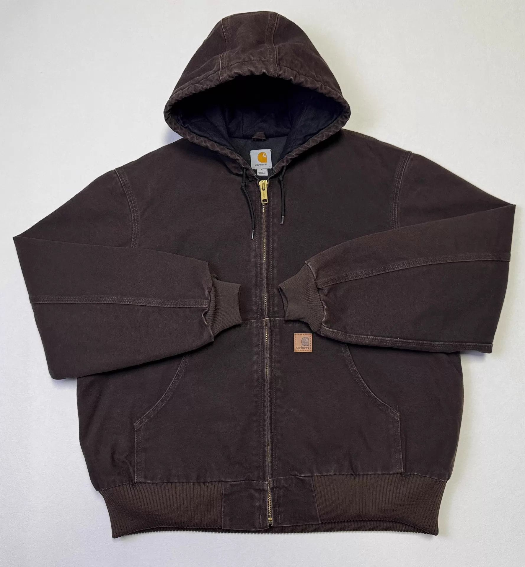 Carhartt Vintage Carhartt J130 DKB Brown L Hooded Workwear Size US L / EU 52-54 / 3 - 1 Thumbnail