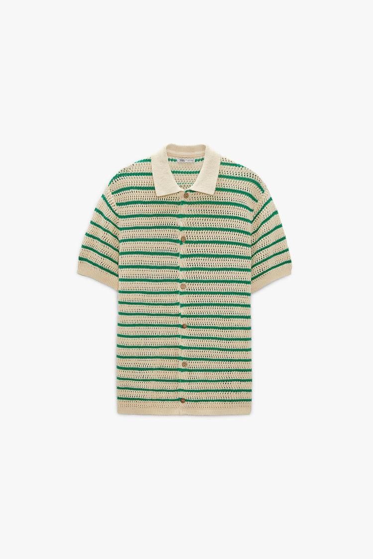 Zara Zara Green Crochet Shirt New with Tags RARE Size US L / EU 52-54 / 3 - 1 Thumbnail