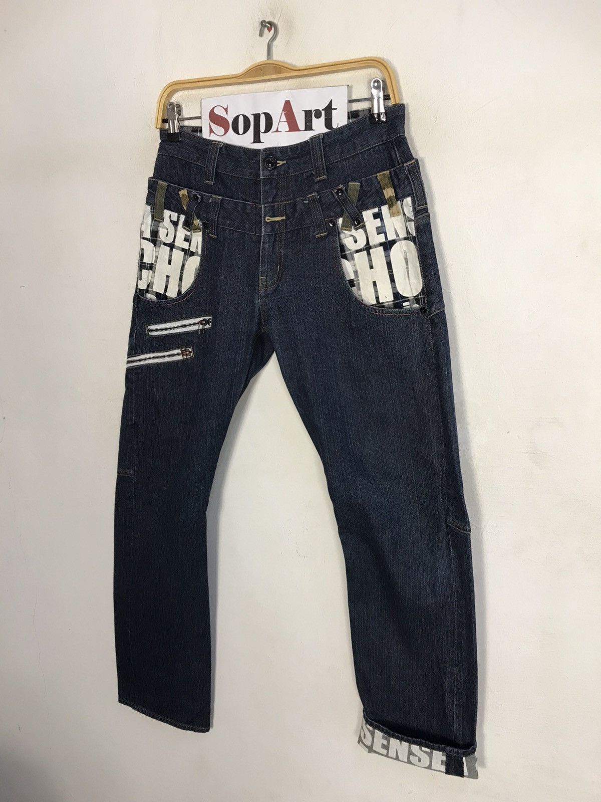 Japanese Brand × Jean × Vintage Double Waist Dominate Hickory Pocket Vtg Japan Denim Jeans Size US 29 - 4 Thumbnail