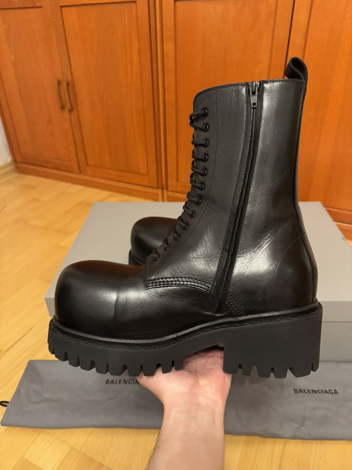 Balenciaga *NEW* Balenciaga Stomper Leather Black Boots Size US 11 / EU 44 - 5 Thumbnail