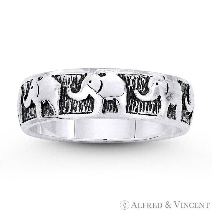 Other Elephant Herd Animal Eternity Band in .925 Sterling Silver Size ONE SIZE - 1 Preview