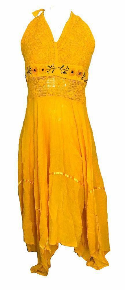 Designer Pre Owned Yellow Hand Made Dress M Size M / US 6-8 / IT 42-44 - 1 Thumbnail