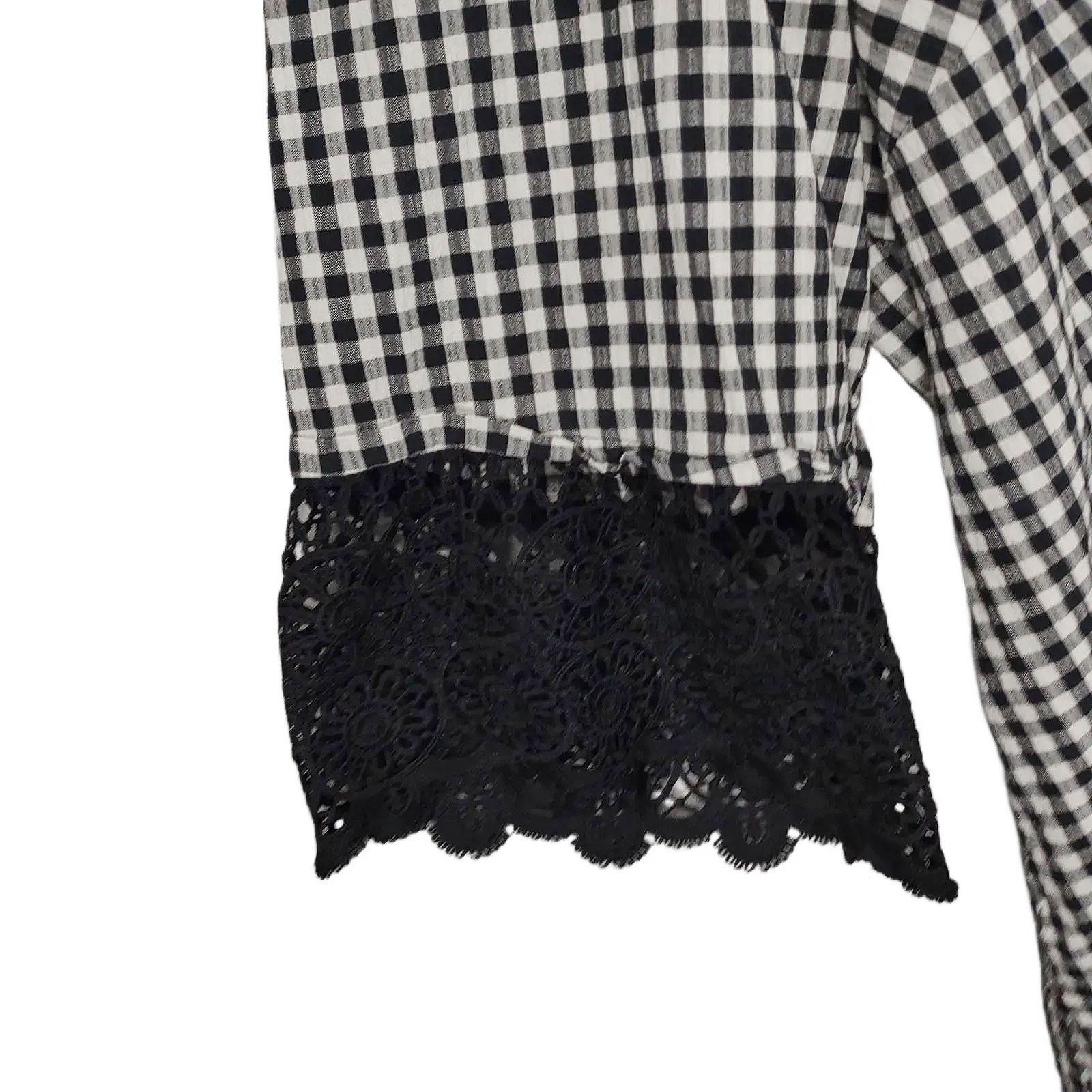 Other Catherines Women's 1X Black & White Gingham Check Blouse Top Size XL / US 12-14 / IT 48-50 - 4 Thumbnail