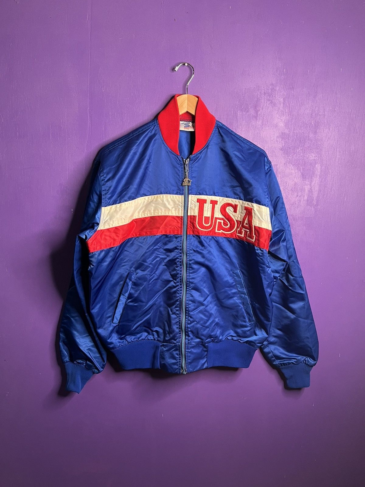 Starter × USA Olympics × Vintage Vintage 80s Starter team USA satin style jacket Size US XL / EU 56 / 4 - 1 Thumbnail