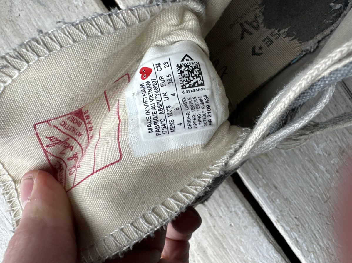 Comme des Garcons × Converse 🚨RARE grey cdg converse BLACK HEART VINTAGE DISTRESS TRUE Size US 6.5 / IT 36.5 - 8 Thumbnail