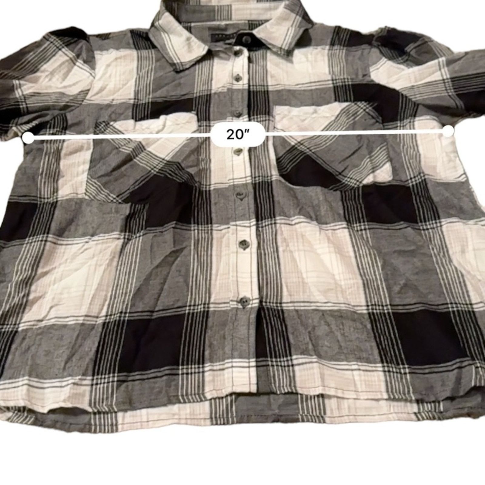 Sanctuary Sanctuary Leading Lady Black & White Plaid Button Down Shirt Size XL / US 12-14 / IT 48-50 - 7 Thumbnail