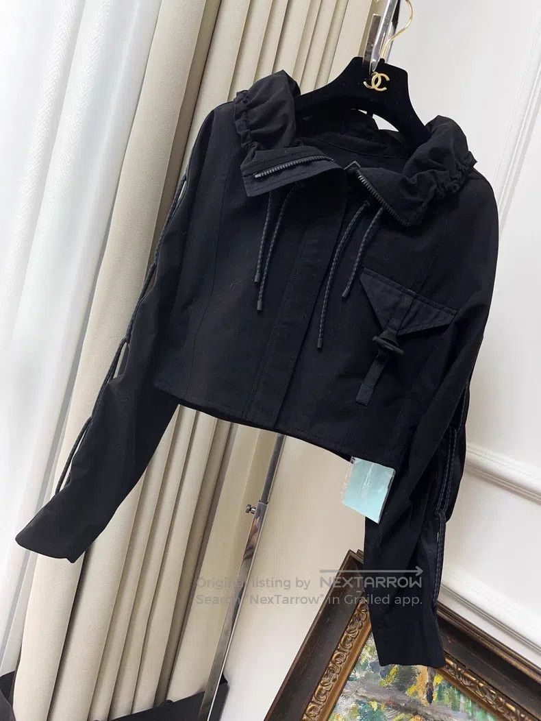 Hermes Hermes Black Short Zip Hooded Jacket with Drawstring Size XXS / US 00 / IT 34 - 1 Thumbnail