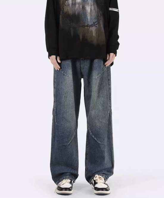 Japanese Brand × Vintage Men's wide-leg loose straight patchwork jeans y2k Size US 32 / EU 48 - 1 Thumbnail