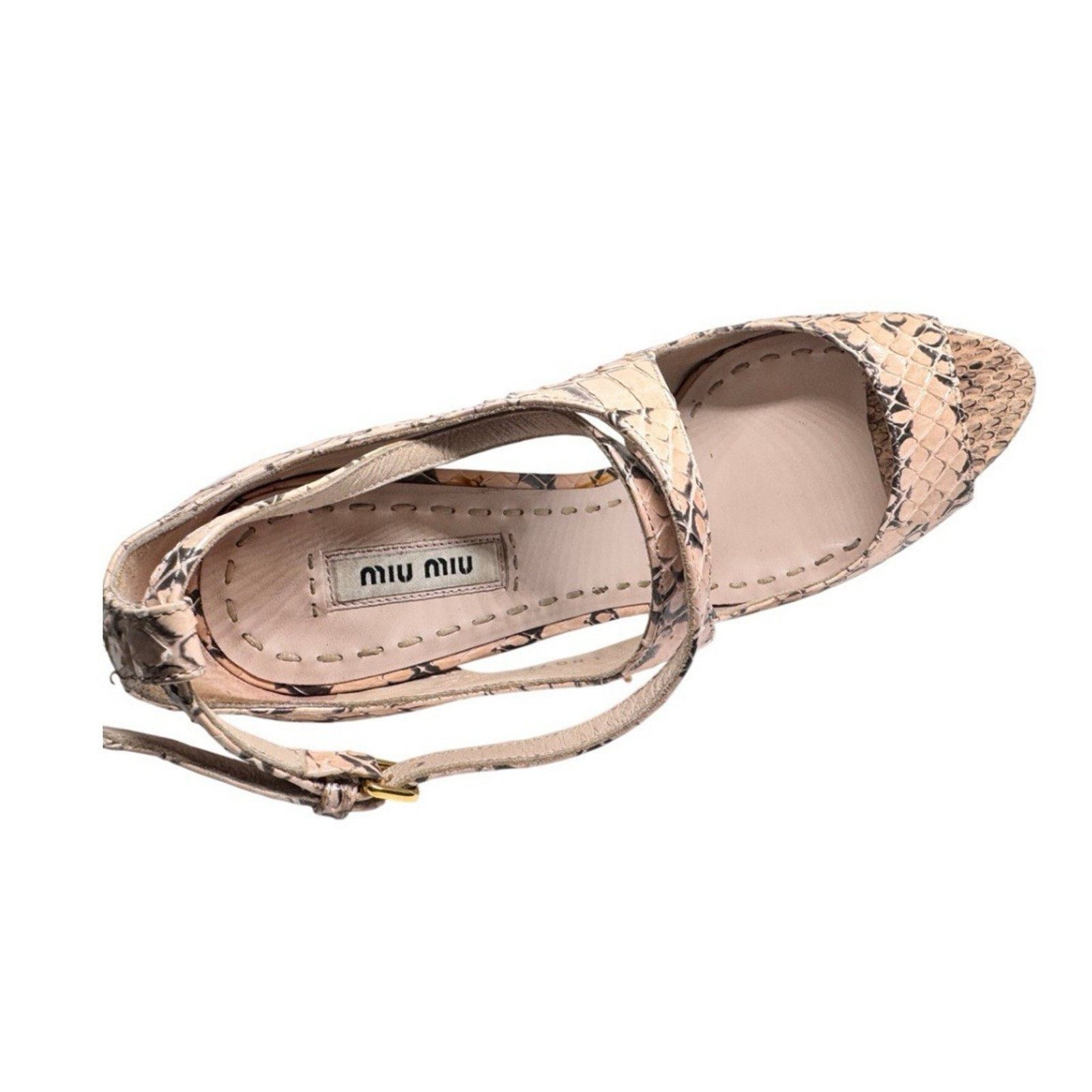 Miu Miu MIU MIU BEIGE SNAKE PHYTHON SKIN LEATHER PLATFORM SHOES 39 Size US 9 / IT 39 - 3 Thumbnail