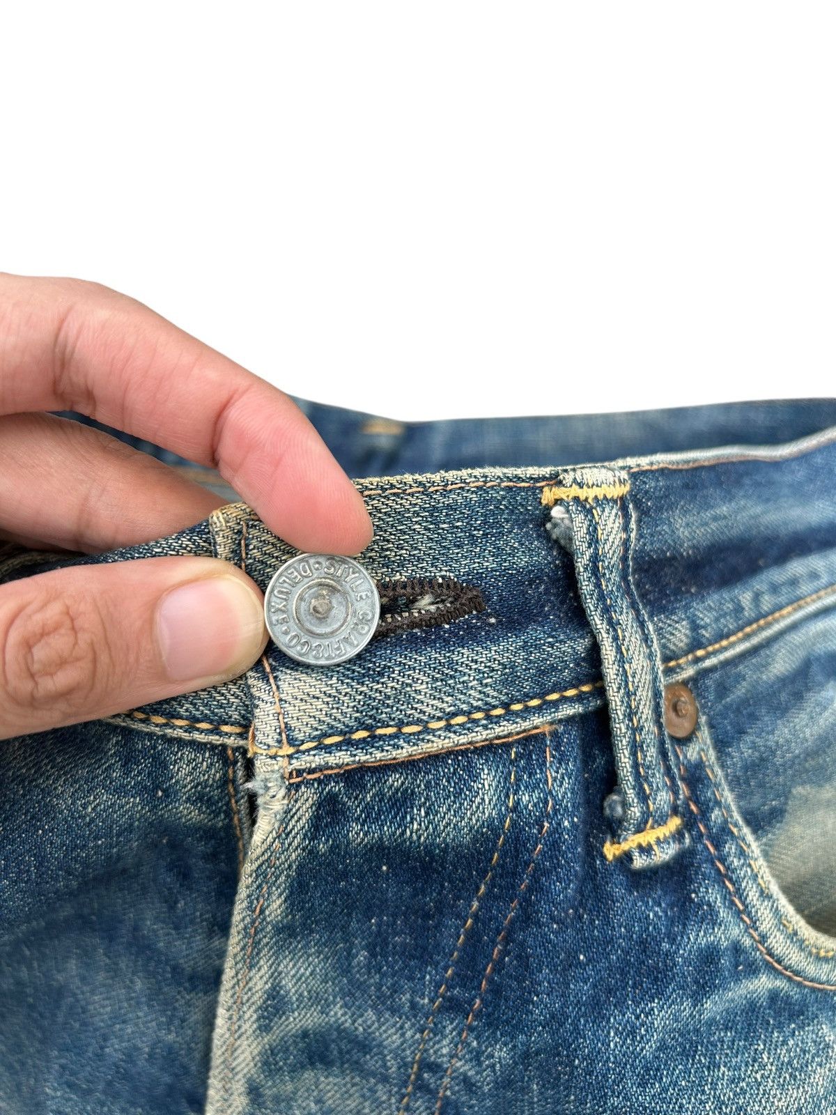 Evisu Thrashed Vintage Evisu Selvedge Baggy Denim Jeans Size US 31 - 5 Thumbnail