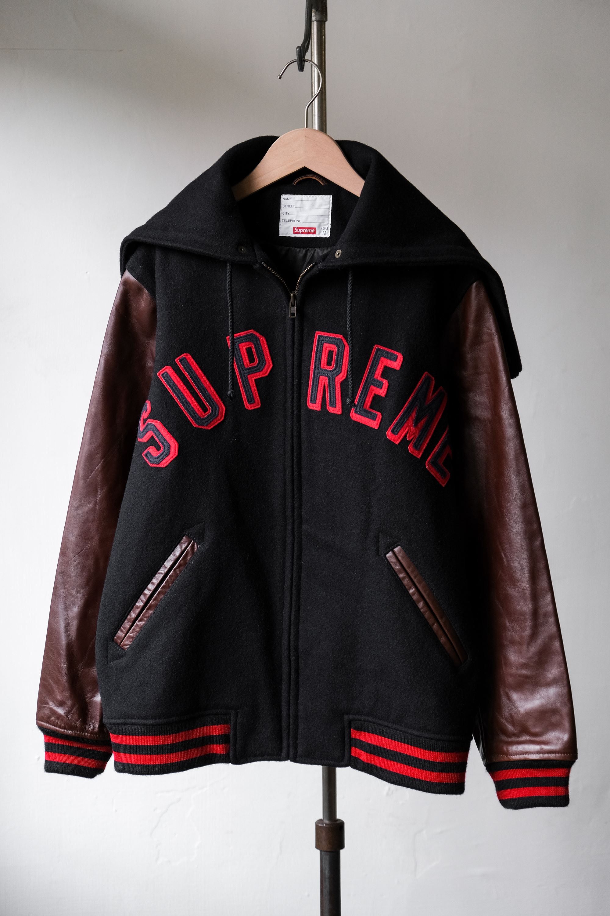 袖丈約62cmSupreme HOODED VARSITY JKT 12AW