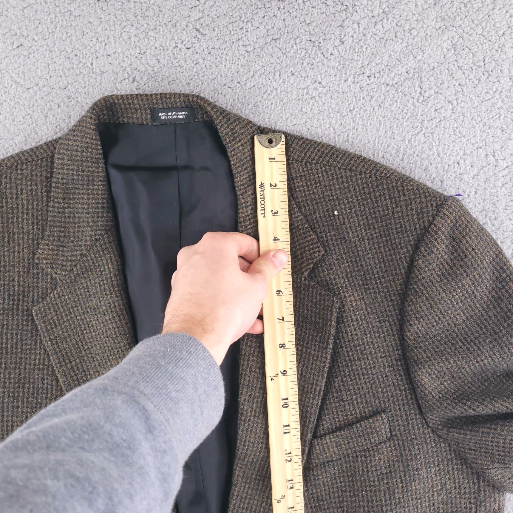 Vintage Robert Stock Blazer Mens Size 42 Brown Wool Tweed Houndstooth 2 Piece Sports Size 42R - 5 Thumbnail