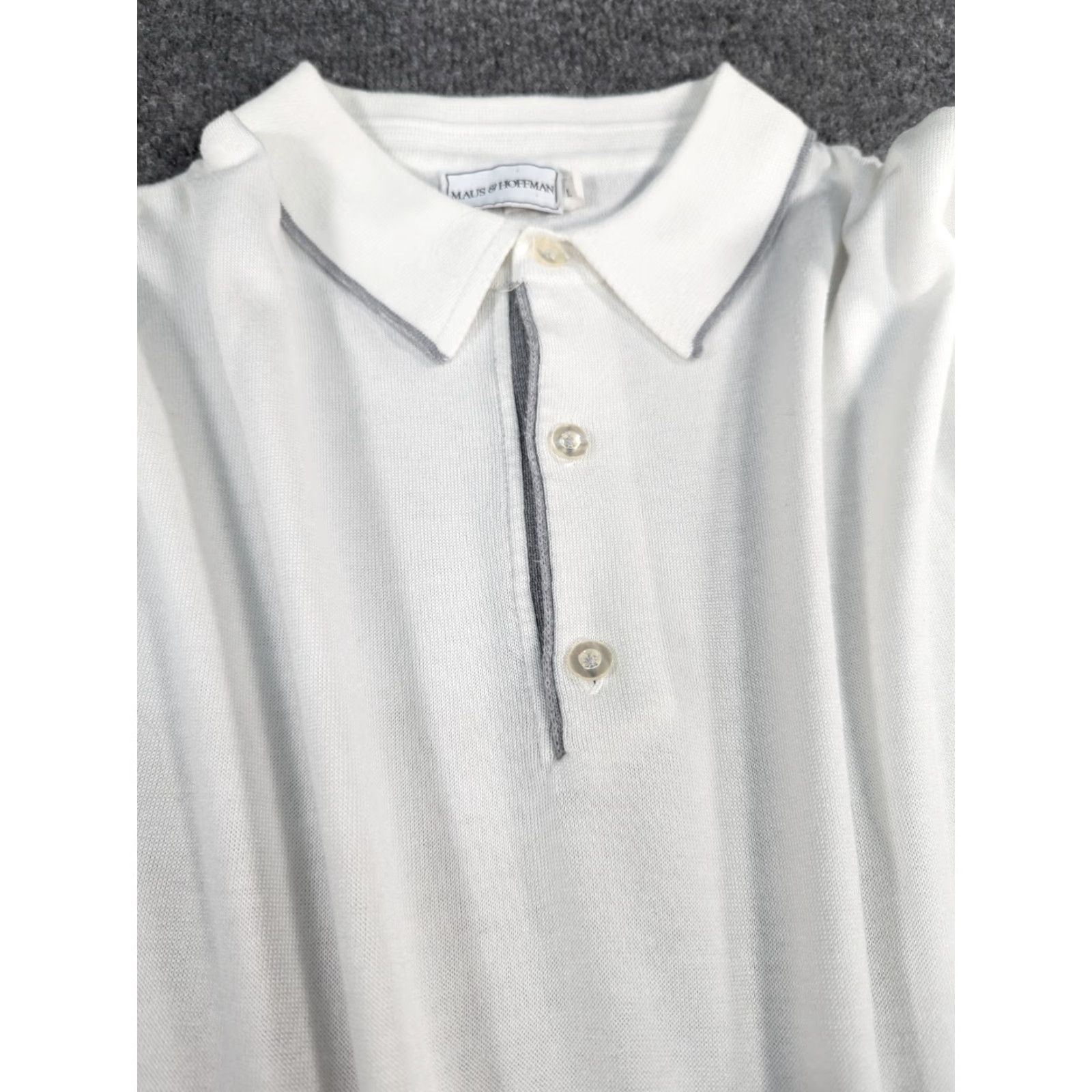 Vintage Maus & Hoffman Polo Shirt Mens L White Short Sleeve Cotton Polo Sports Golf Casual Athletic Shirt Size US L / EU 52-54 / 3 - 2 Thumbnail
