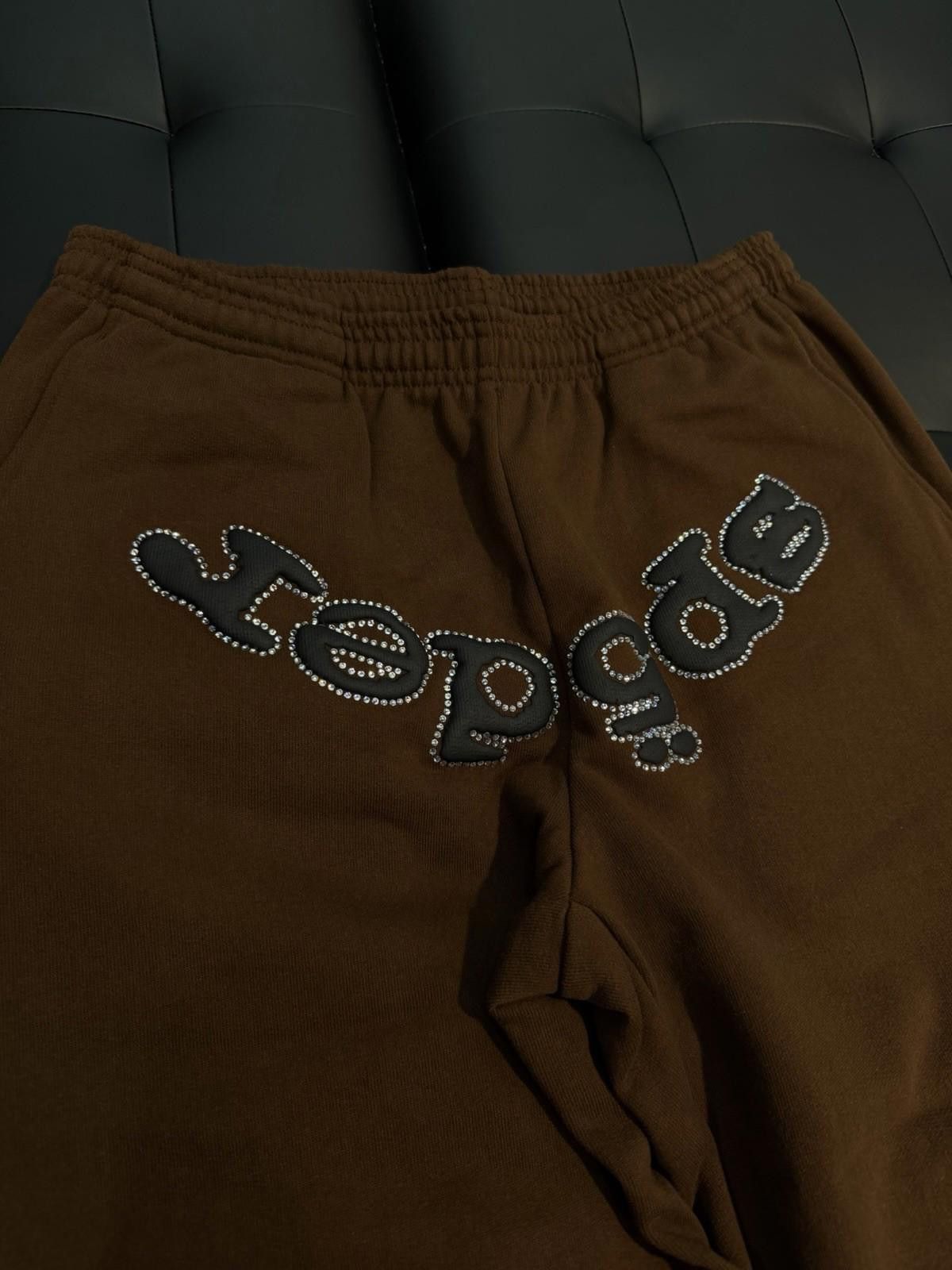Sp5der Size M - Sp5der Worldwide Brown Crystal Sweatpants Spider Size US 32 / EU 48 - 5 Thumbnail