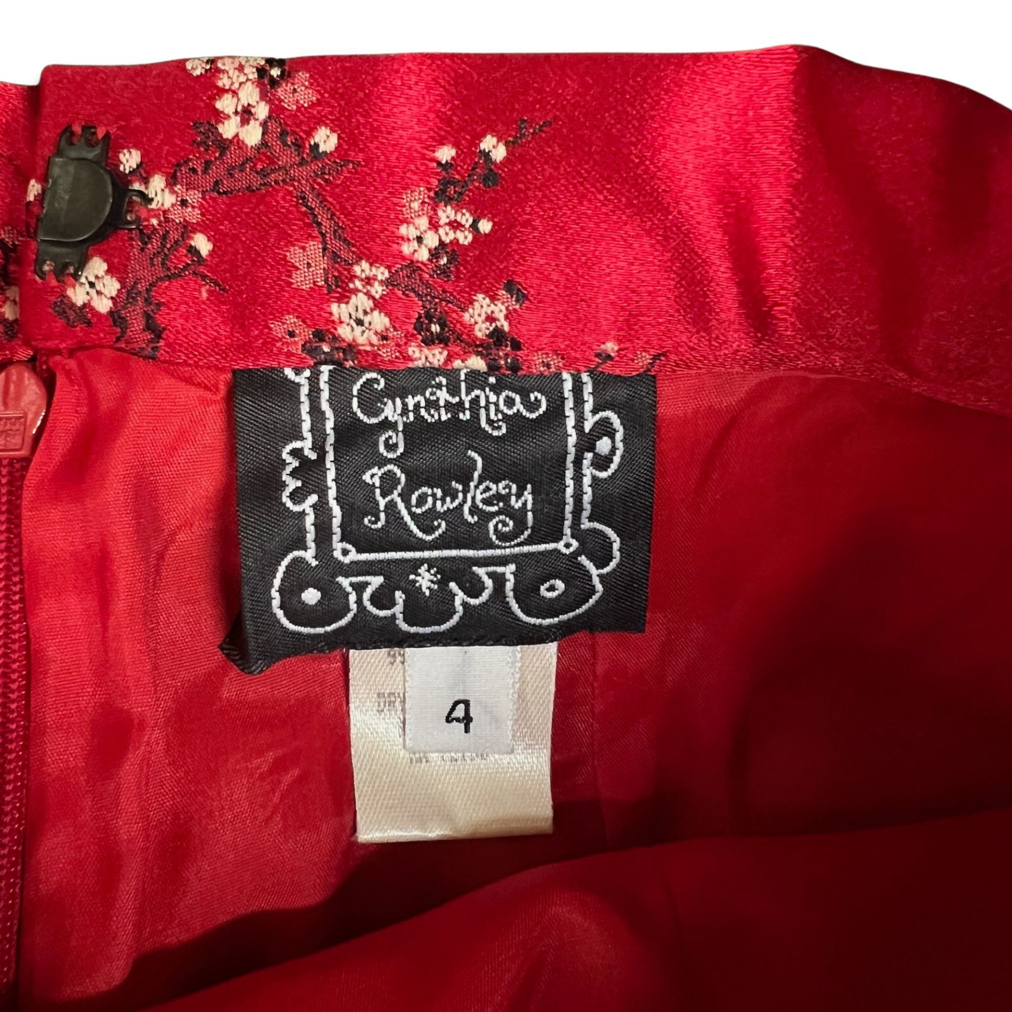 Other Cynthia Rowley Red Silk Blend A-Line Skirt With Floral Print Size 27" / US 4 / IT 40 - 6 Thumbnail