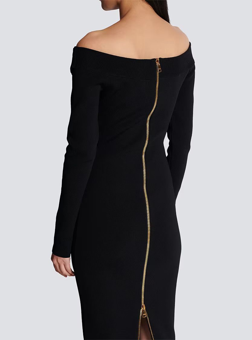Balmain o1s1wg111225 Long Plain Knit Dress in Black Size M / US 6-8 / IT 42-44 - 7 Thumbnail