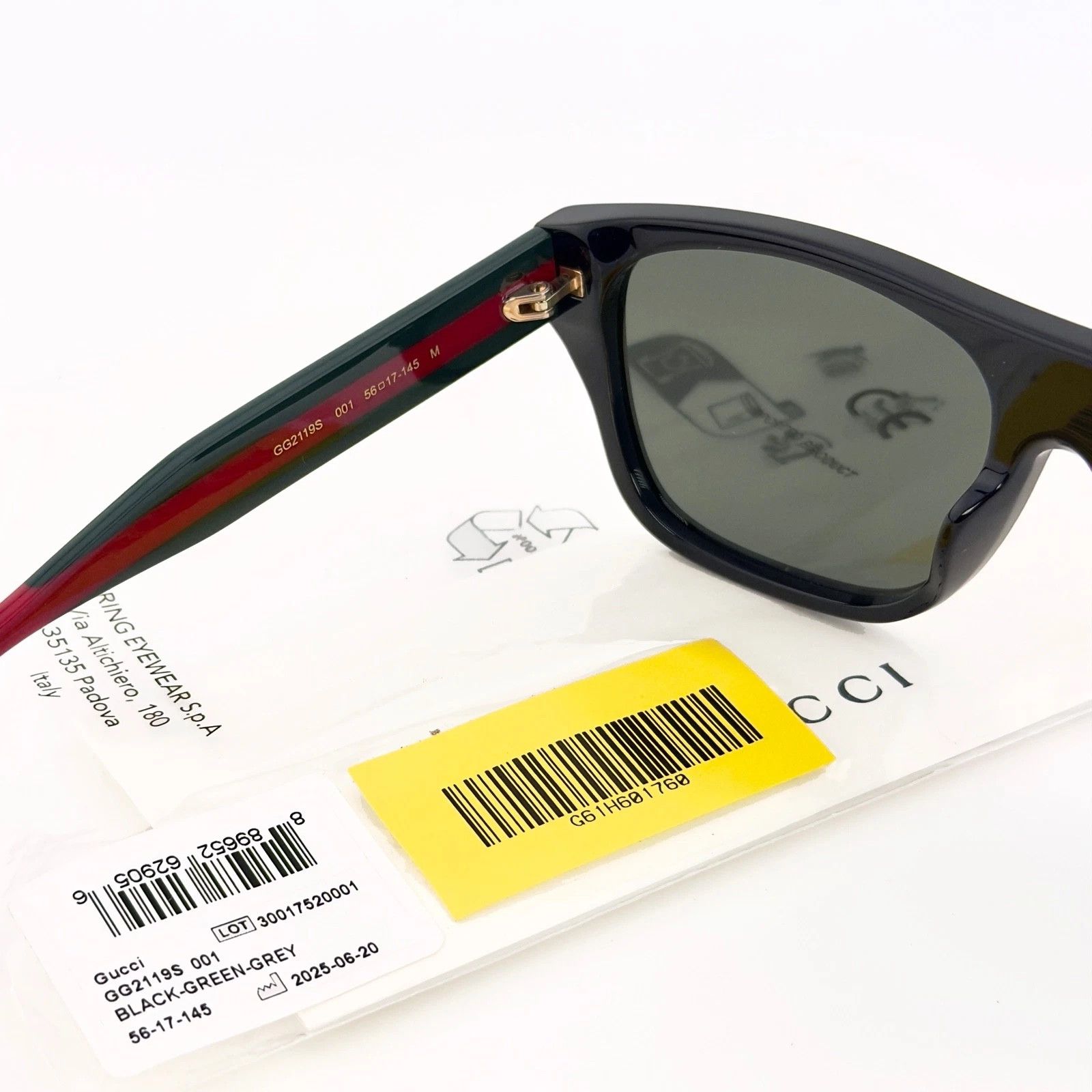 Gucci GUCCI GG2119S WEB Stripe Logo 2119 Black Green Geometric 001 Size ONE SIZE - 6 Thumbnail