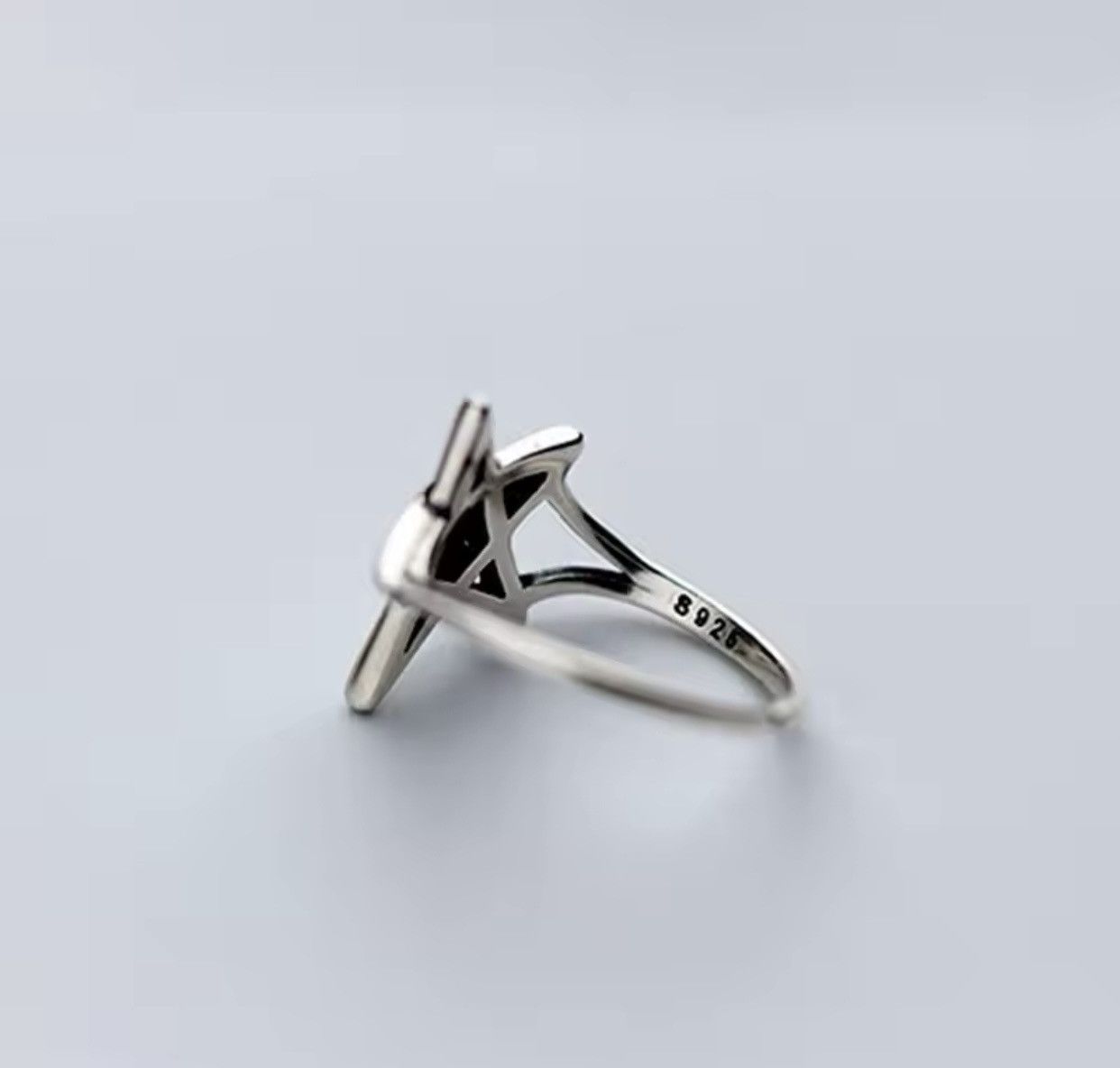 Jewelry 925 Sterling Silver Retro Stars Women's Ring Size ONE SIZE - 4 Thumbnail