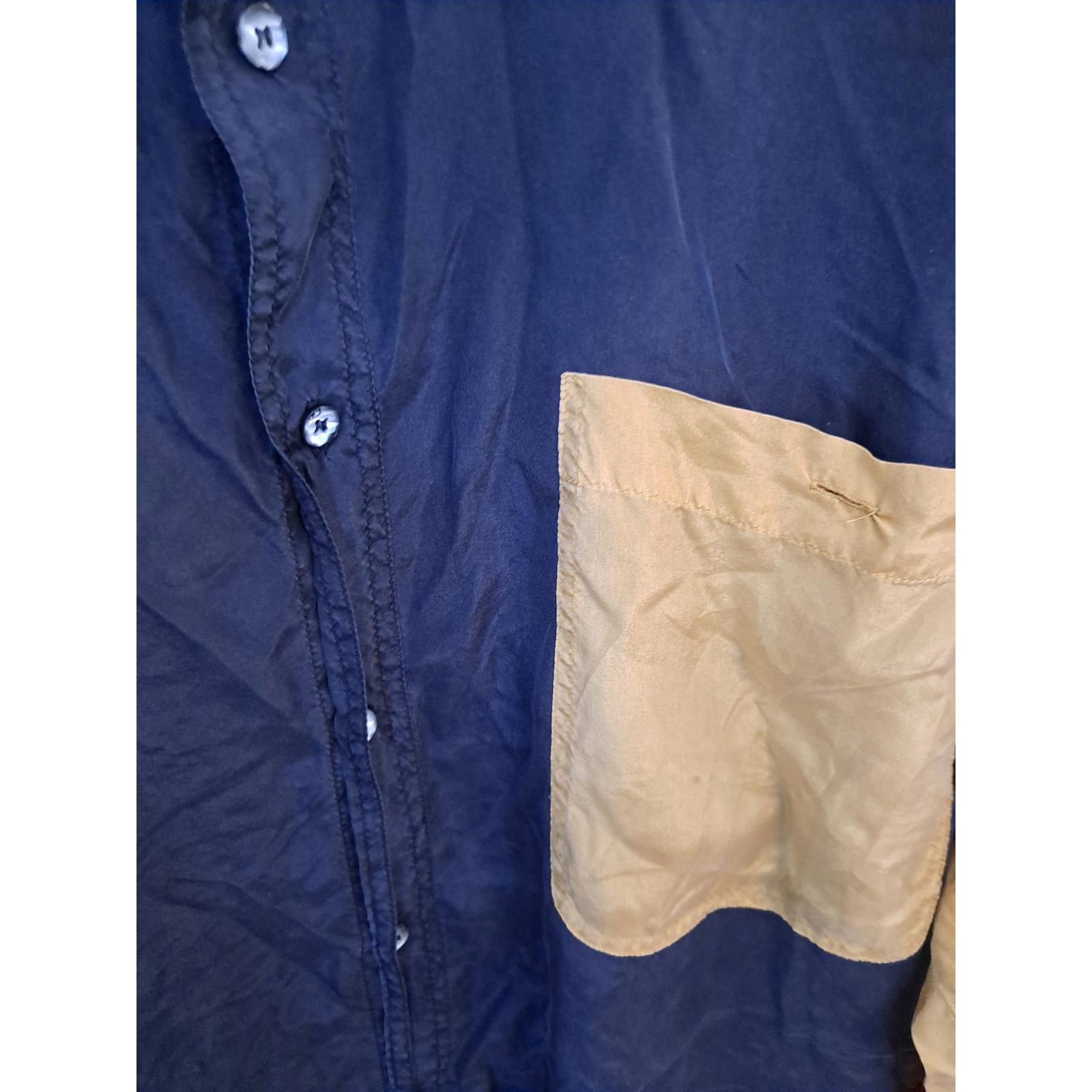 Other Vintage Protest Blue Tan Green 100% Silk Button Up Shirt Siz Size US L / EU 52-54 / 3 - 2 Thumbnail