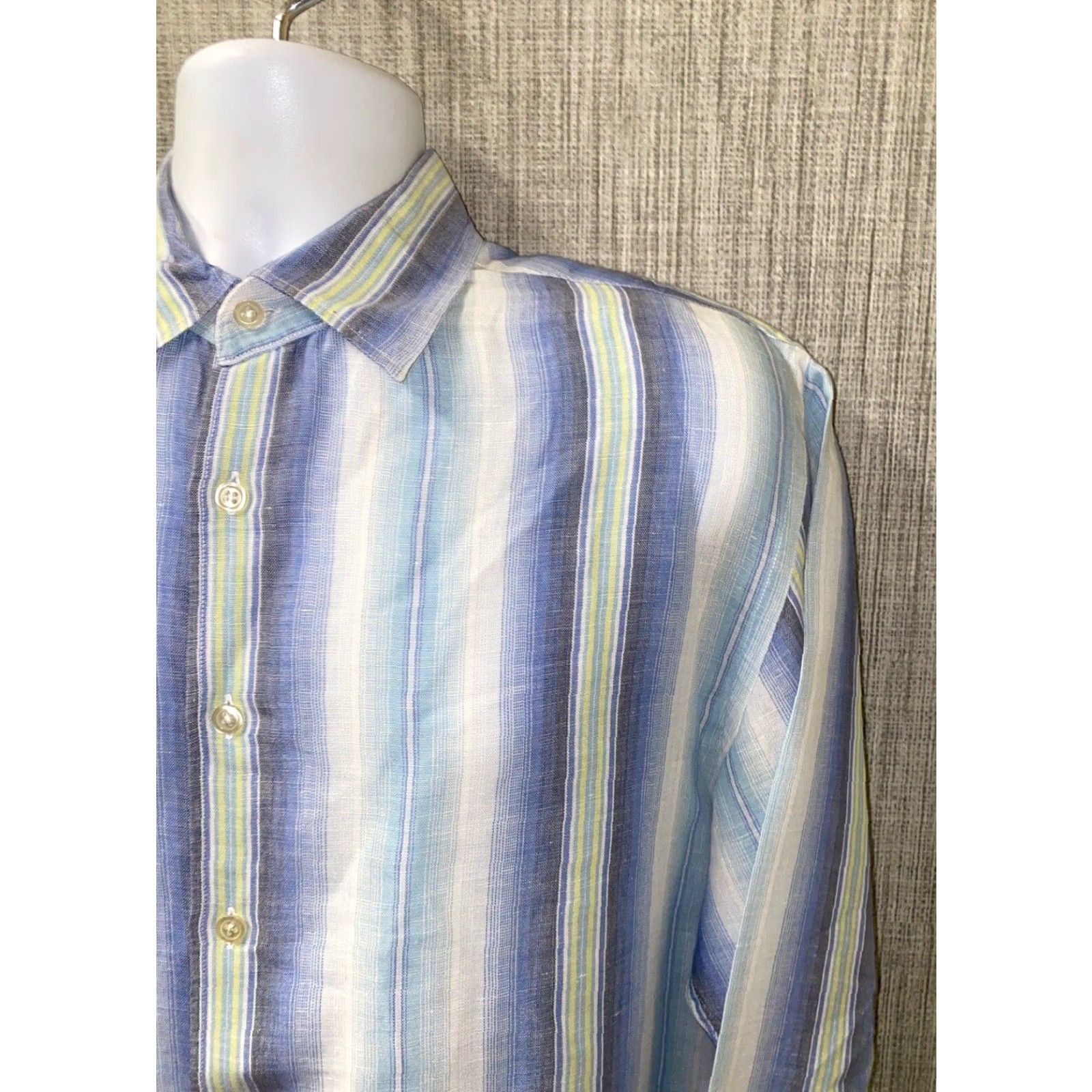 Celio Celio Shirt Mens Size L Multicolor Striped Button-Front Long Sleeve Casual Colorful Regular Fit Size US L / EU 52-54 / 3 - 2 Thumbnail