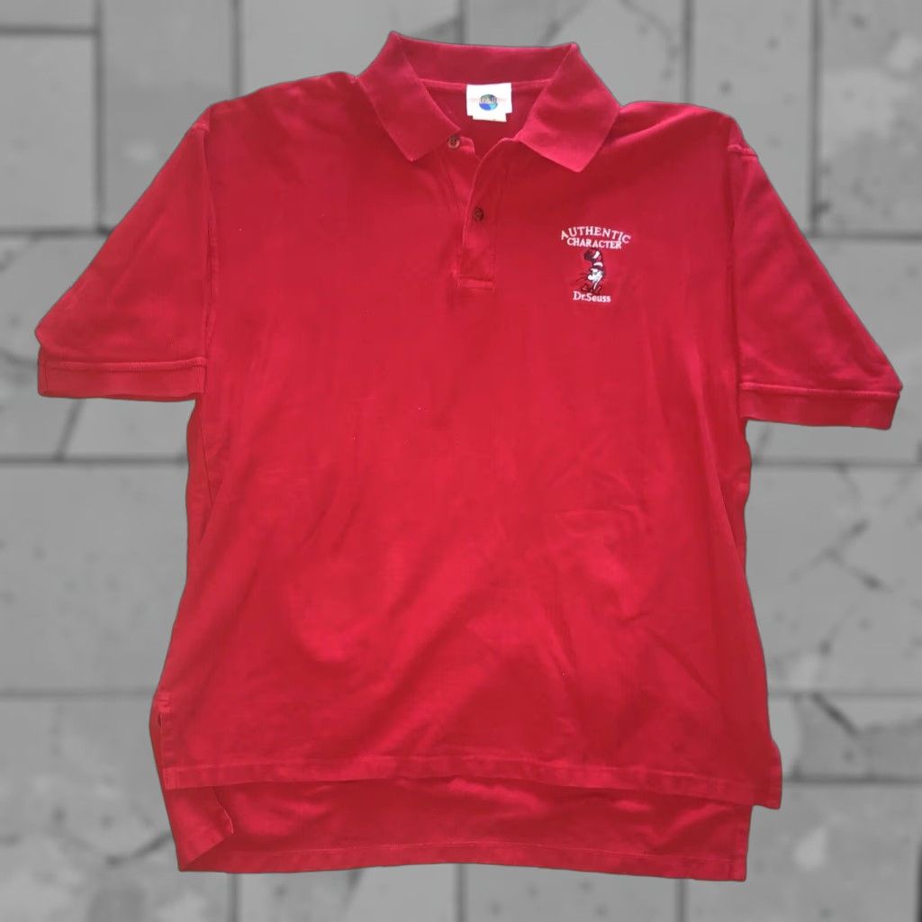 Vintage Universal Studios Dr Seuss Polo Shirt Mens Medium Red University Theme Size US M / EU 48-50 / 2 - 1 Thumbnail