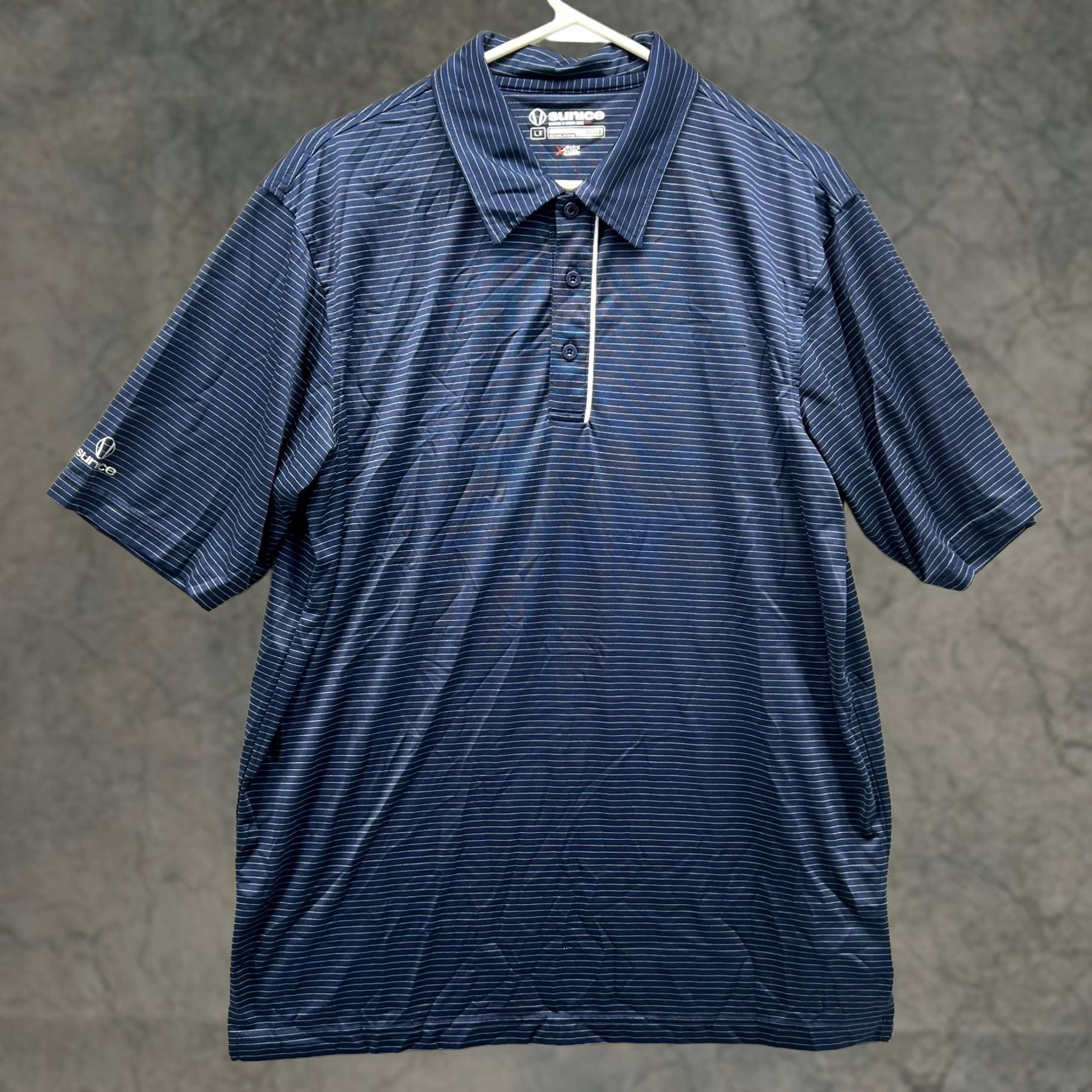 Vintage Sunice Polo Shirt Men L Blue Pinstripe X-Static Knit Stretch Golf Size US L / EU 52-54 / 3 - 1 Thumbnail