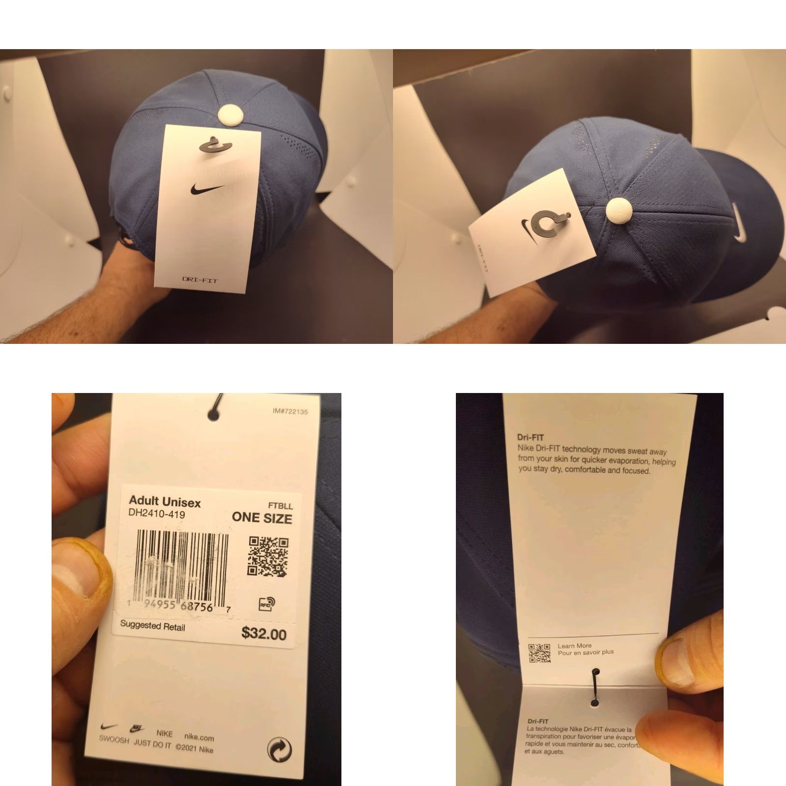 Nike Nike Aero Legacy 91 Adjustable SL Cap One Size Hat Blue Adult Unisex Adults New DH2410-419 (Blue) Size ONE SIZE - 8 Thumbnail
