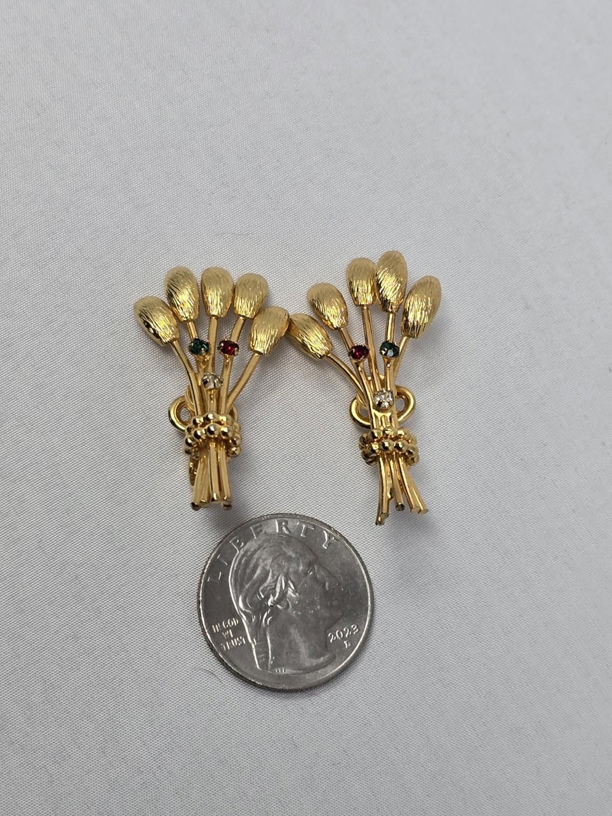 Other Vintage Bergère Gold-Tone Rhinestone Wheat Clip-On Earrings Size ONE SIZE - 2 Thumbnail