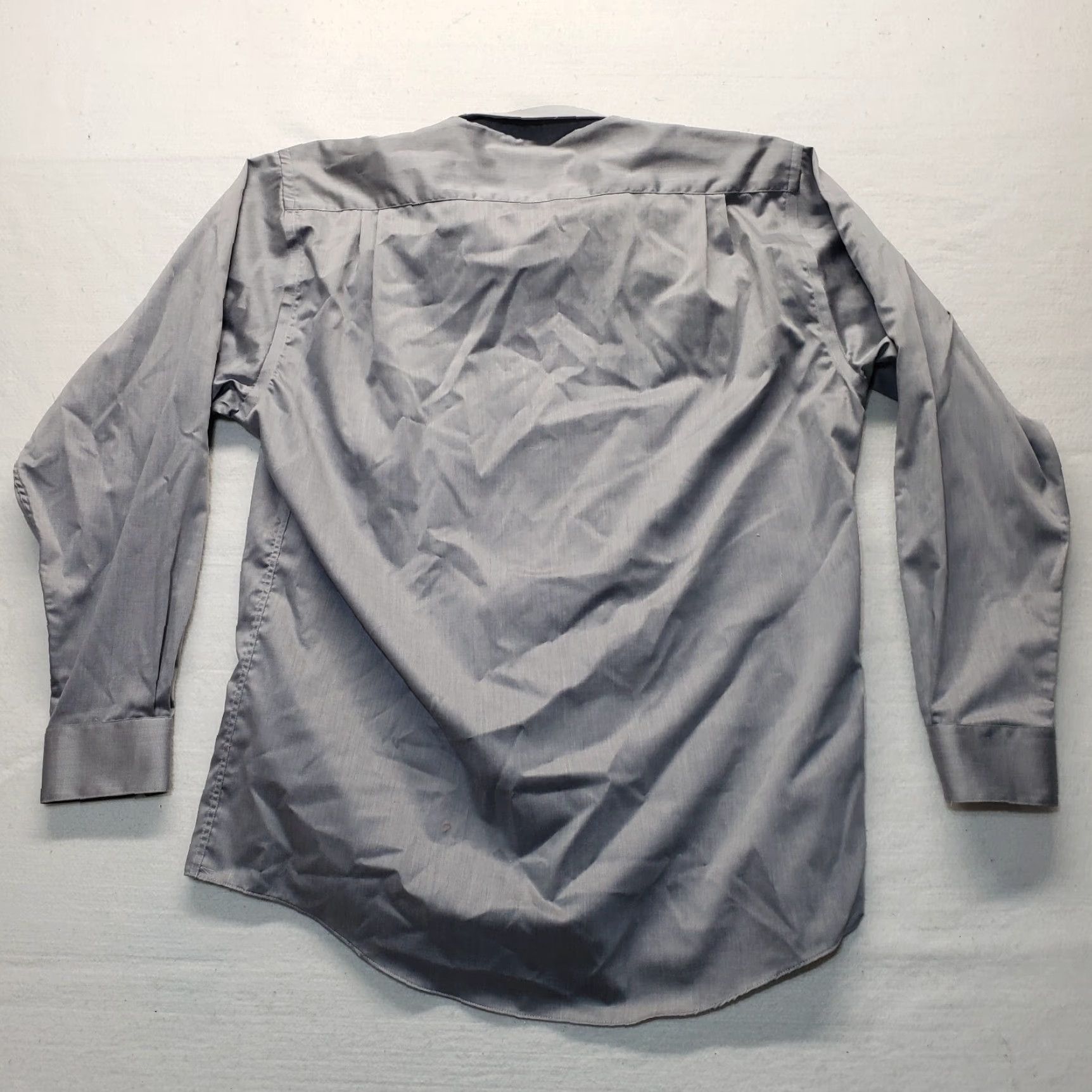 Vintage Roberto Villini Dress Shirt Solid Gray 100% Cotton Men 16.5 34 35 Shirt) Size 46R - 7 Thumbnail