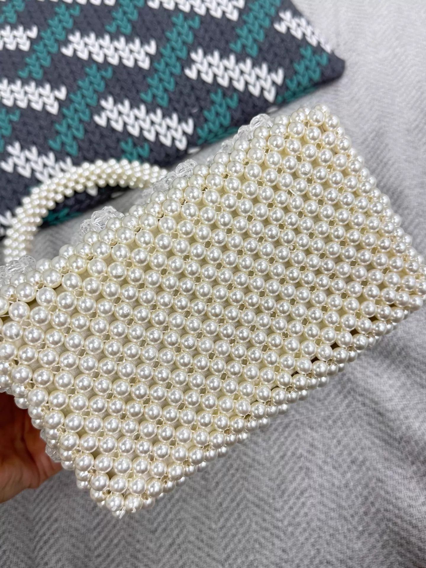 Other Shrimps White Pearl Beaded Tote Bag New Size ONE SIZE - 4 Thumbnail