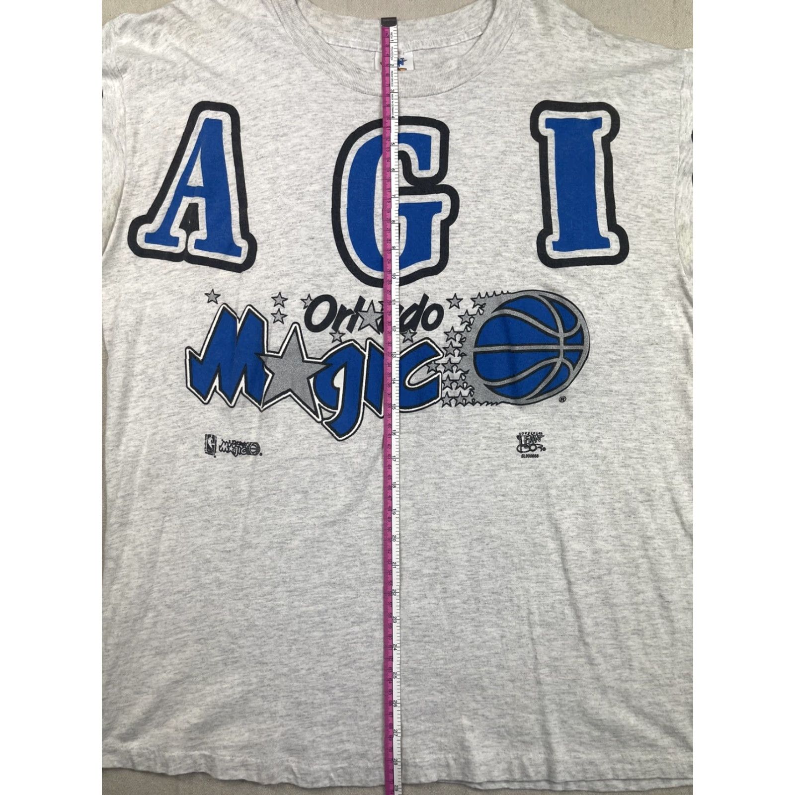 NBA VINTAGE Orlando Magic T Shirt XL 90s NBA AOP Spell Out Gray Cotton Single Stitch Men Shirts 1990s Shaquille O'Neal USA Salem Sportswear Deadstock Size US XL / EU 56 / 4 - 8 Thumbnail