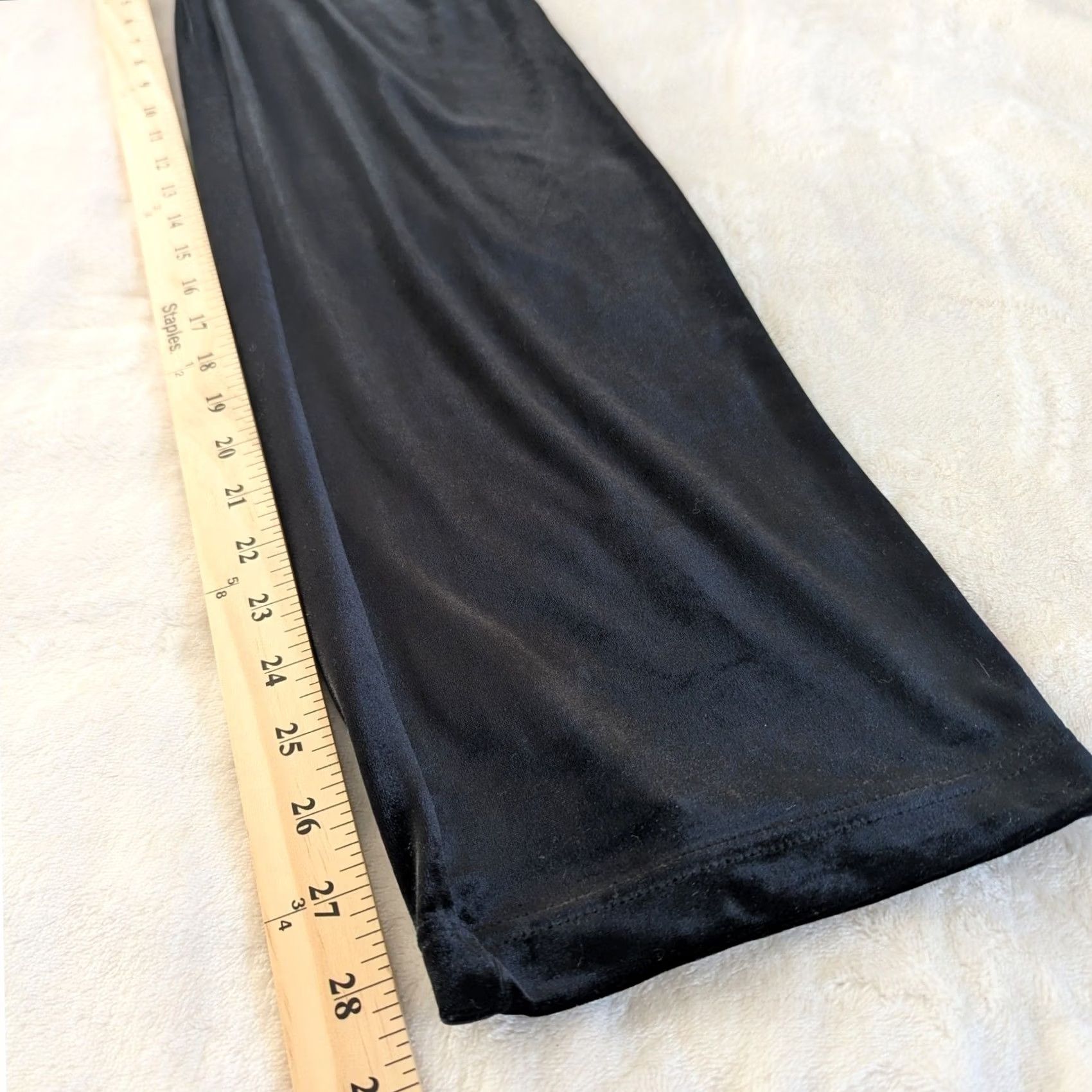 Vintage INC Black Velvet Stretch Wide-Leg Dress Pants Women 8P Petite Velvet Pants Wide-Leg Office Holiday Womens Size 30" / US 8 / IT 44 - 5 Thumbnail