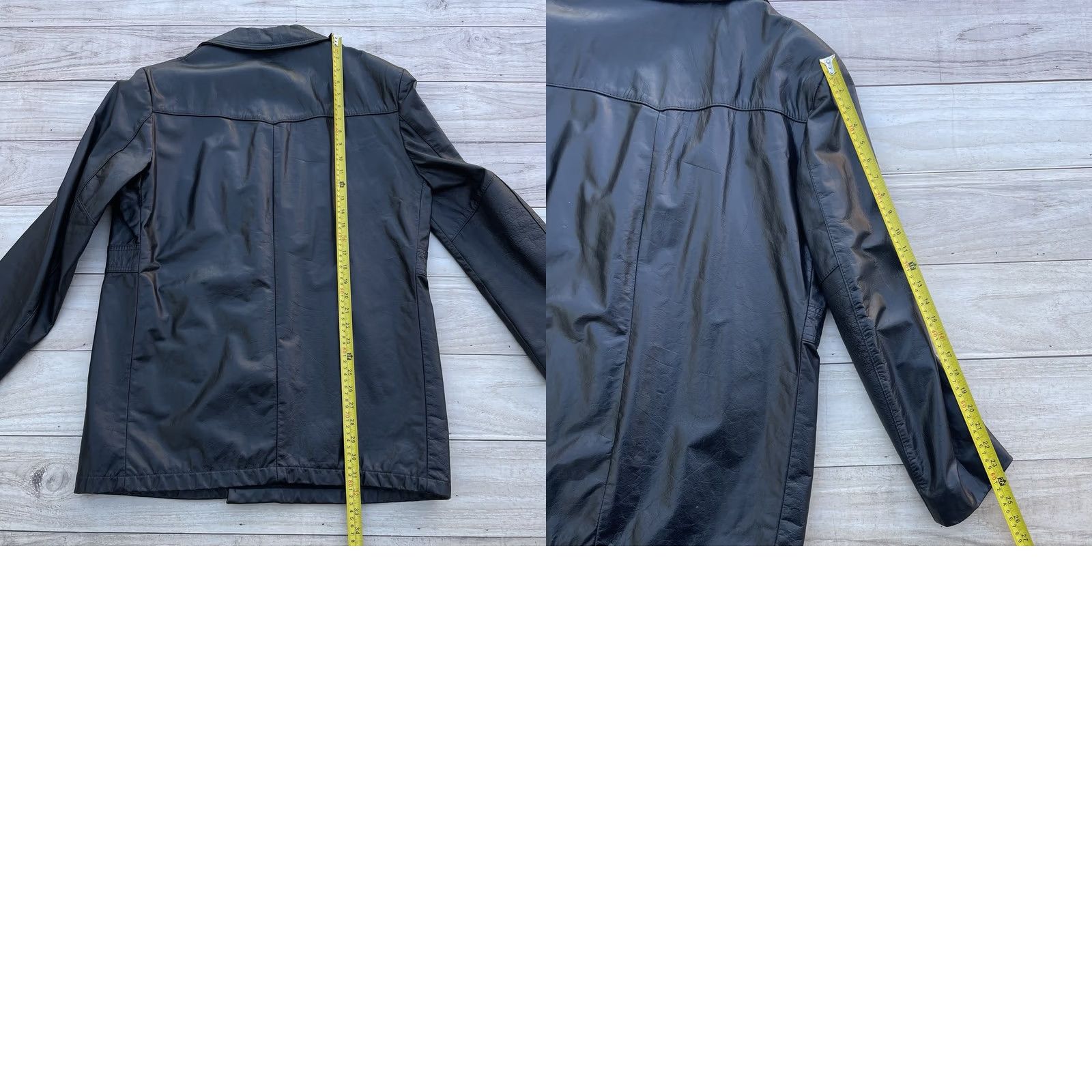 Vintage VINTAGE Leather Jacket Unbranded Long Jacket 42R Black Mens Womens Regular 4 Button Spread Collar Retro Leather Jacket Long Sleeve Blazer Coat Size US XS / EU 42 / 0 - 9 Thumbnail