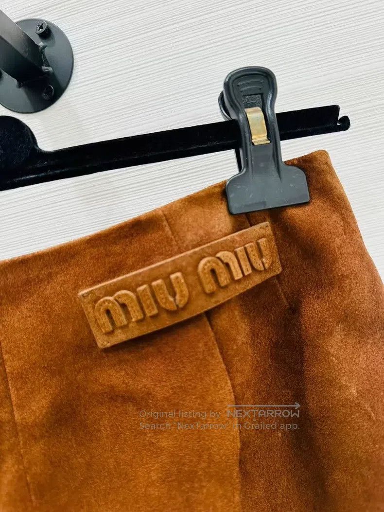 Miu Miu Miu Miu 38 Micro-standard skirt of Maillard deerskin Size 37" - 4 Thumbnail
